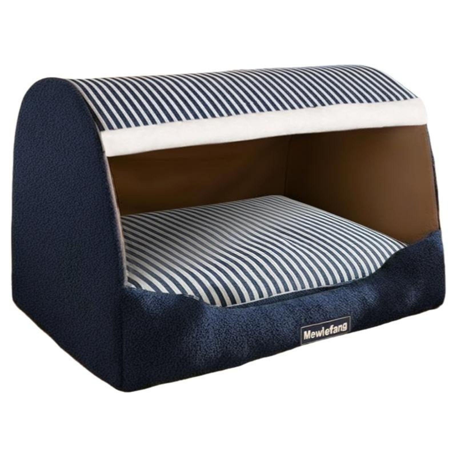 MERISHOPP Dog House Bed, Insulated, Removable Cover, Indoor Snug Kennel for Moderate to Large Dogs Navy Blue 45x35x30cm