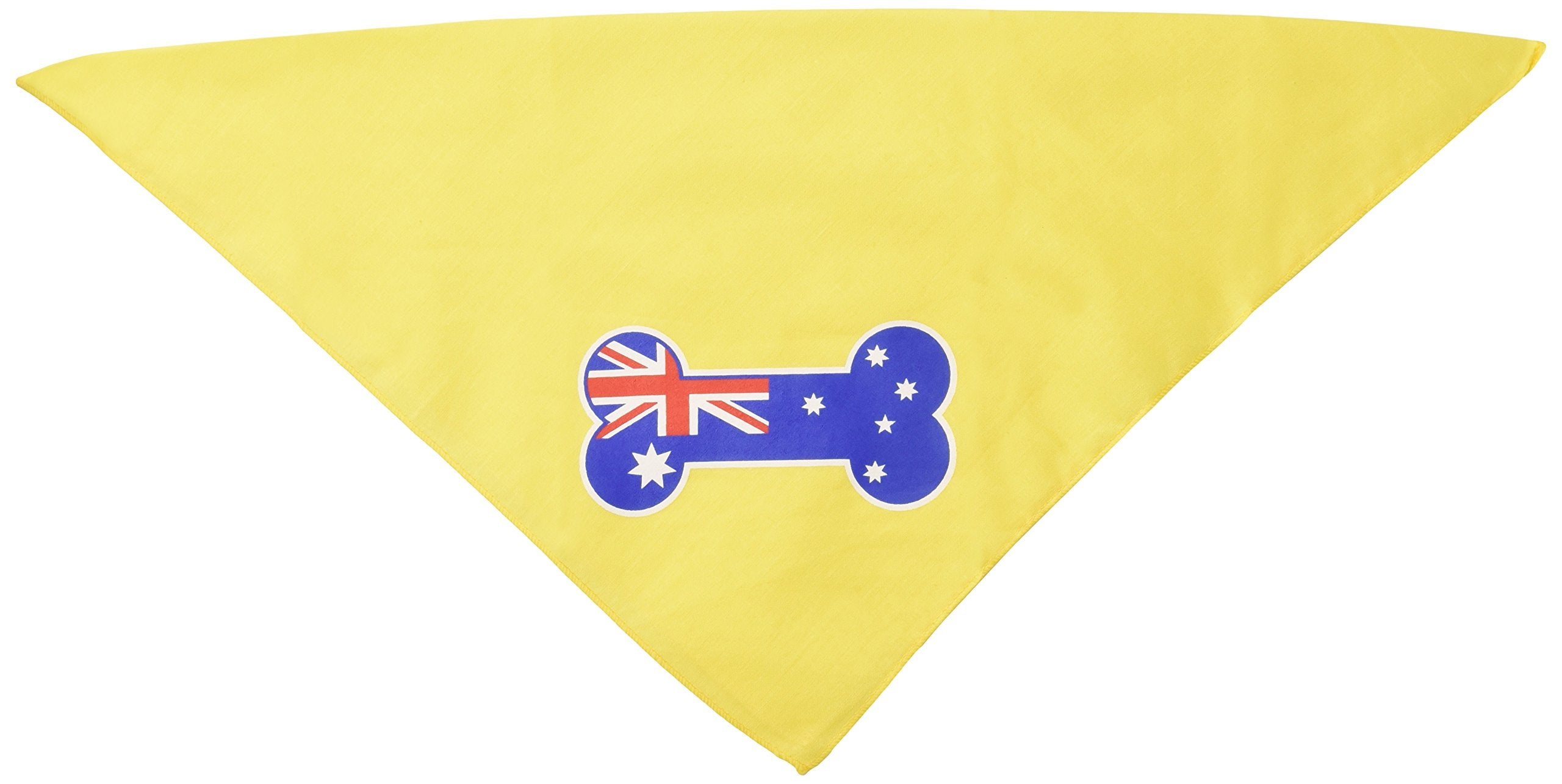 Pet and Dog Bandana Screen Printed, &quot;Bone Shaped Australian Flag&quot; Yellow Small