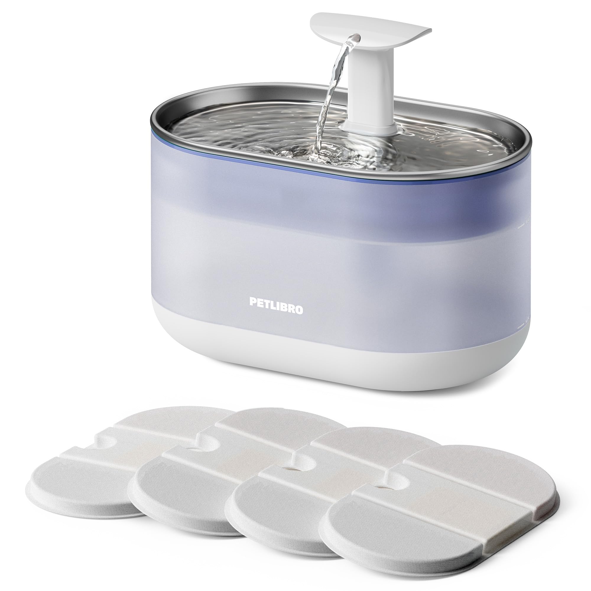 PETLIBRO Cat Water Fountain Stainless Steel,Ultra Quiet,71fl oz/2.1L Automatic Cat Fountain,Two Flow Modes,BPA-Free Capsule Meta