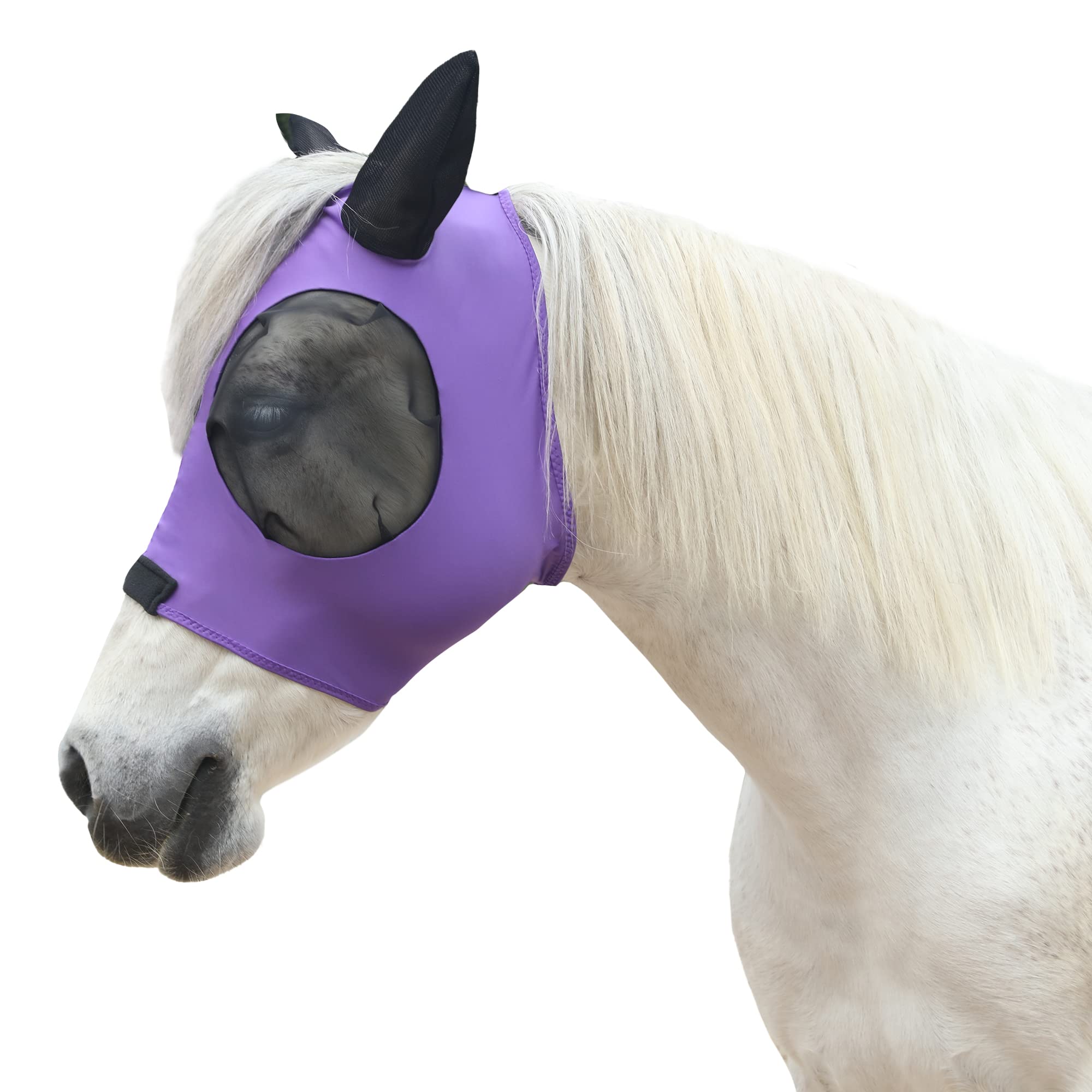 LEAFOREST Horse Mesh Fly Mask with Ears, Soft Lycra Mesh Mask Anti-UV with Ears Violet, Cob