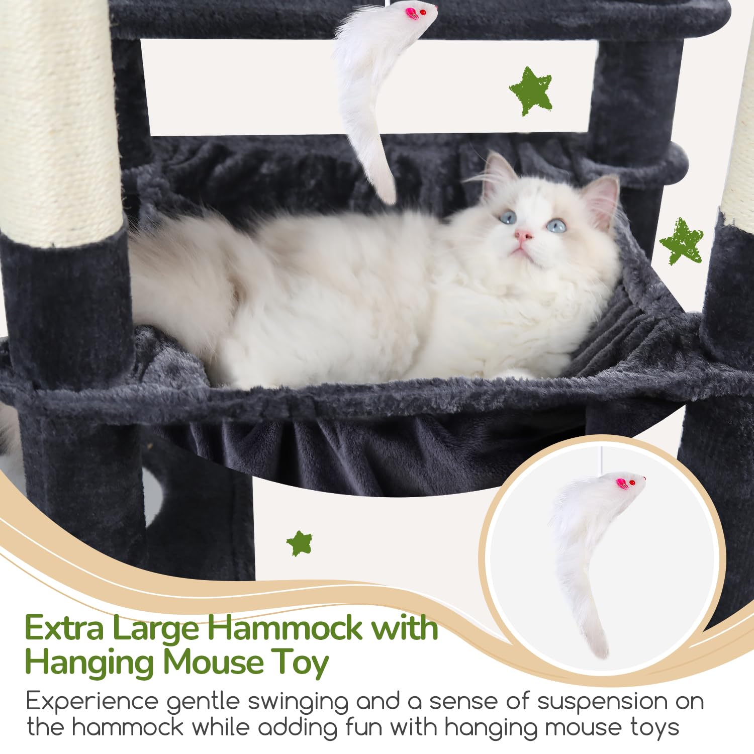 Globlazer Heavy Duty Cat Tree Tower, 70inch Sturdy Cat Tree for Indoor Cats Sturdy Large Cat Tower with Scratching Post and Boar