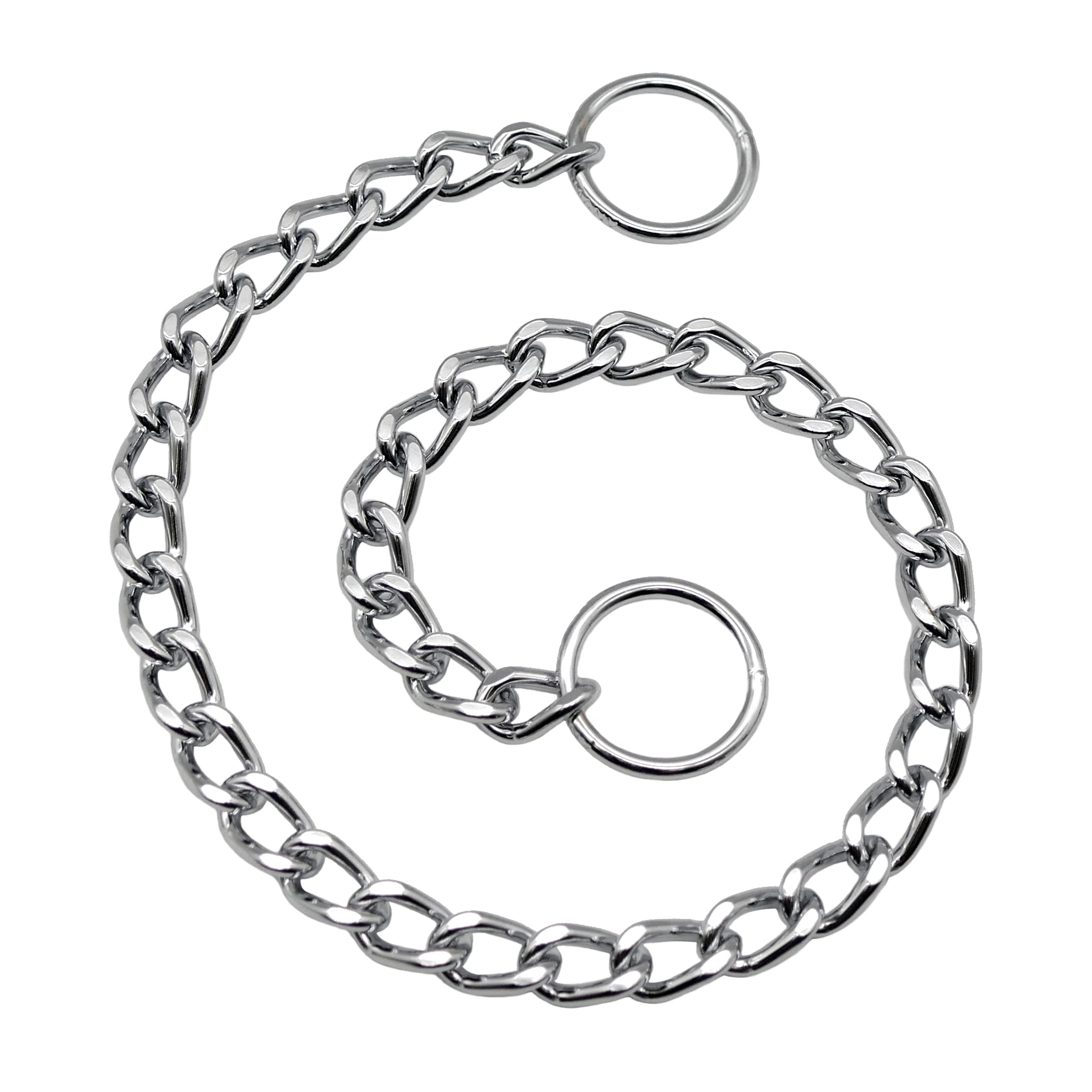 Herm Sprenger Chrome Plated Steel Dog Collar With Short Flat Links Choke Chain Two O-Rings For Small Medium Large Dogs Professio