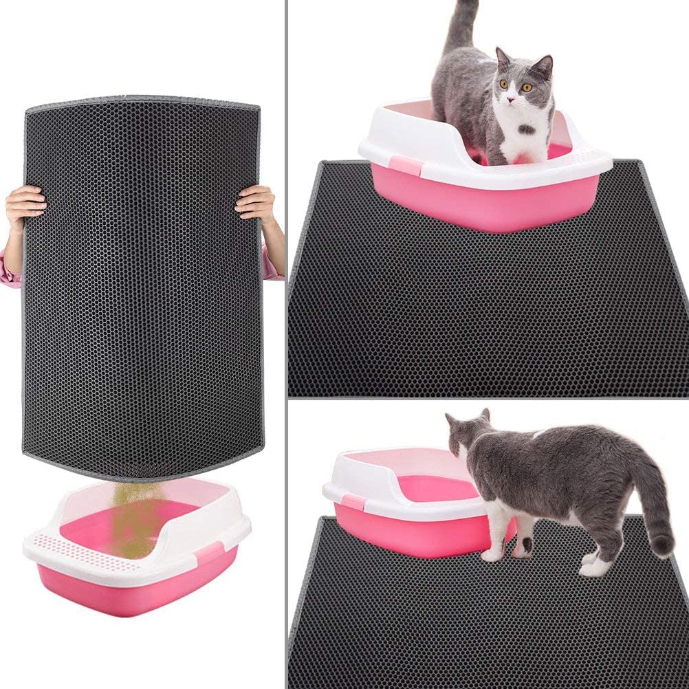 Pieviev 2 Packs Cat Litter Mat Double Layer Waterproof Urine Proof Trapping Mat (24'X15', Gray)