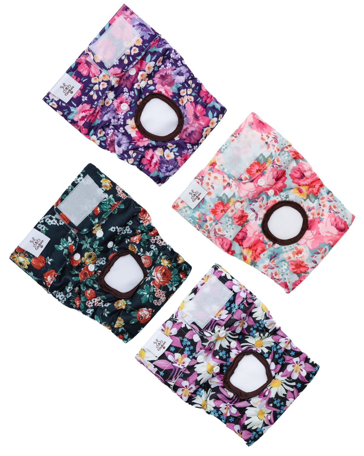 Cutebone Washable Female Dog Diapers 4 Pack Reusable Doggie Heat Diapers For Period Fmg03Xl