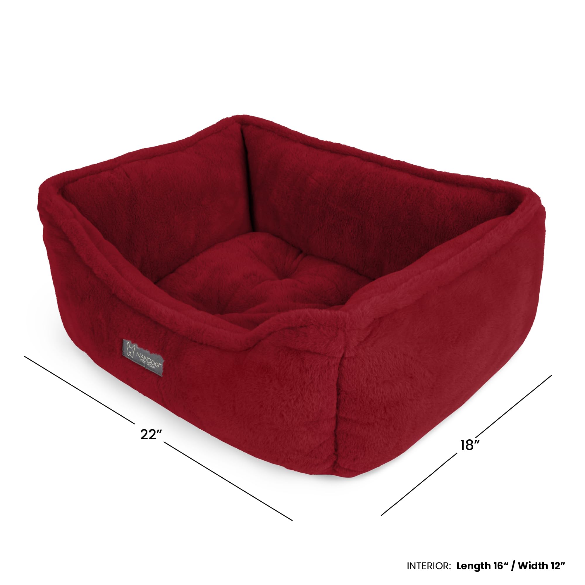 Nandog Cloud Reversible Bed In Burgundy - Ultra Soft Micro Plush Fabric - Double-Stitched Seams - Modern & Washable Bed For Cats