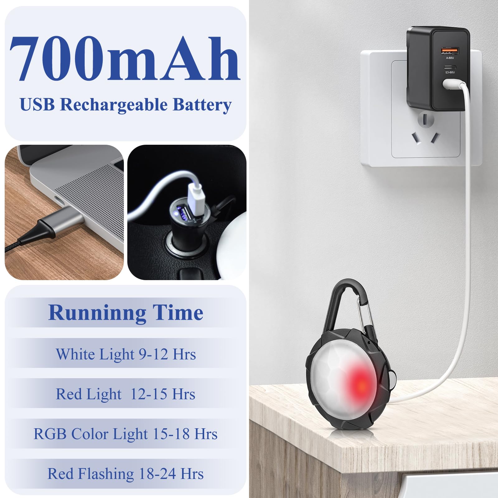 Dog Lights For Night Walking, 2 Pack 4 Modes Dog Collar Light, Ip68 Waterproof Pet Led, 700 Mah High Capacity Usb Rechargeable P