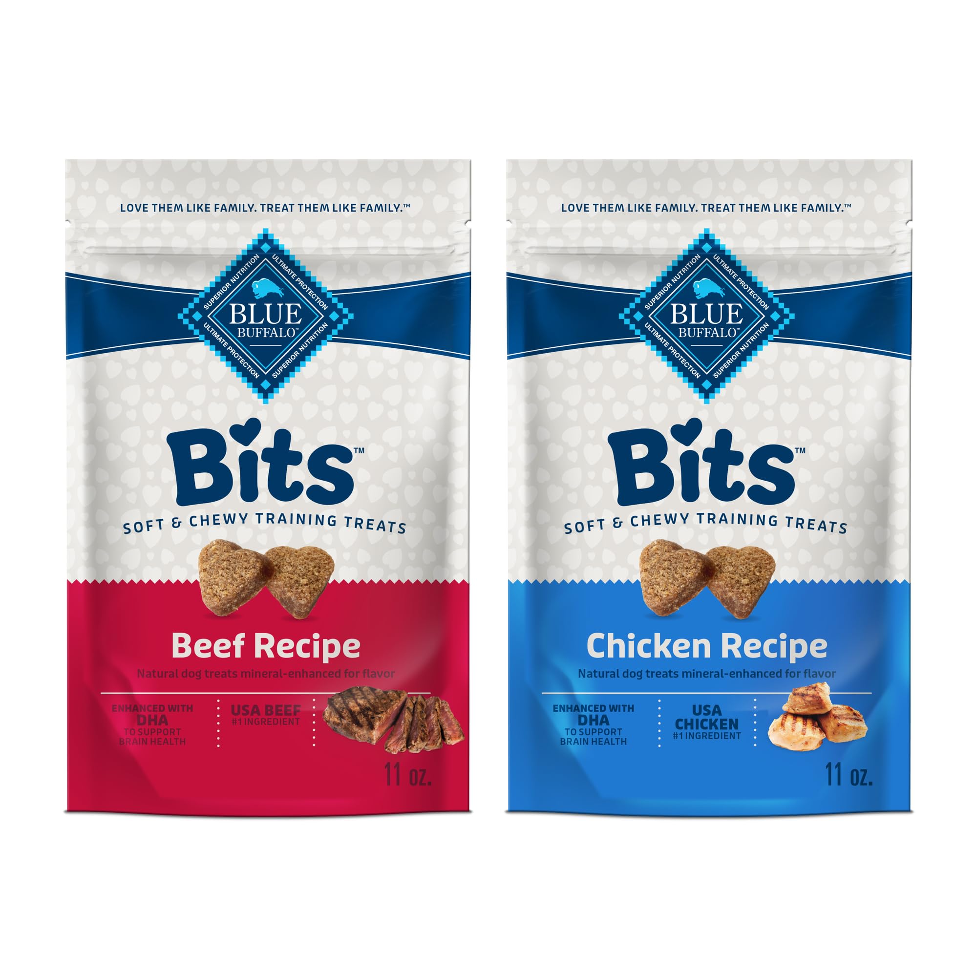 Blue Buffalo Bits Soft Dog Treats for Training, Made With Natural Ingredients & Enhanced with DHA, Chicken & Beef 19-oz Variety 