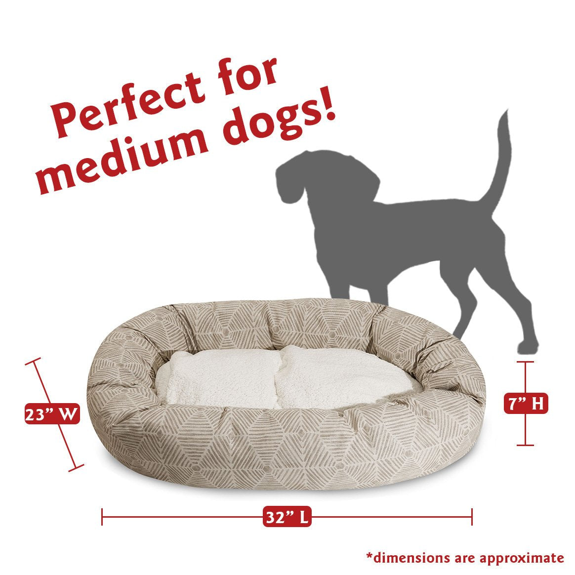 Majestic Pet 32' Charlie Beige Metallic Sherpa Bagel Bed