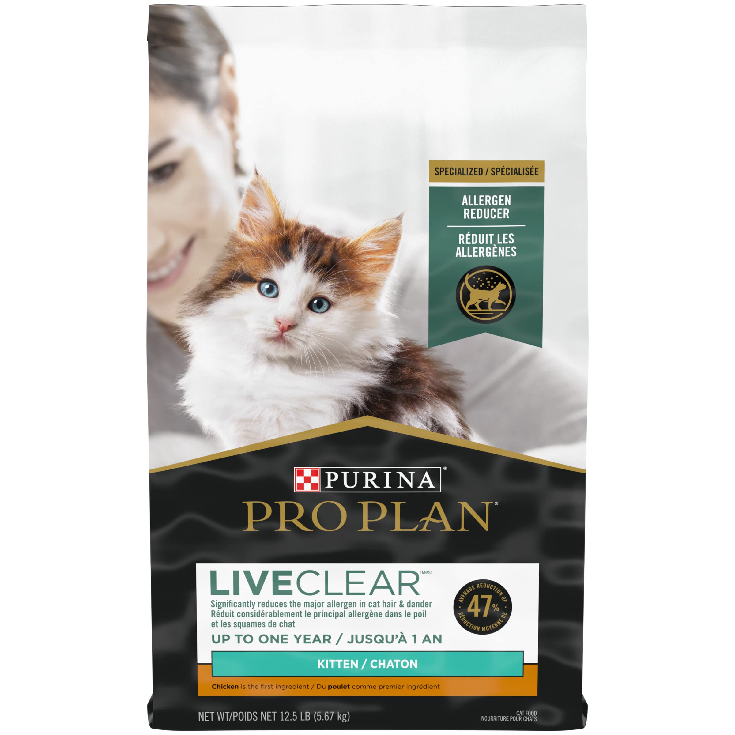 Purina Pro Plan LiveClear Dry Cat Food for Kittens Chicken & Rice Formula - 12.5 lb. Bag