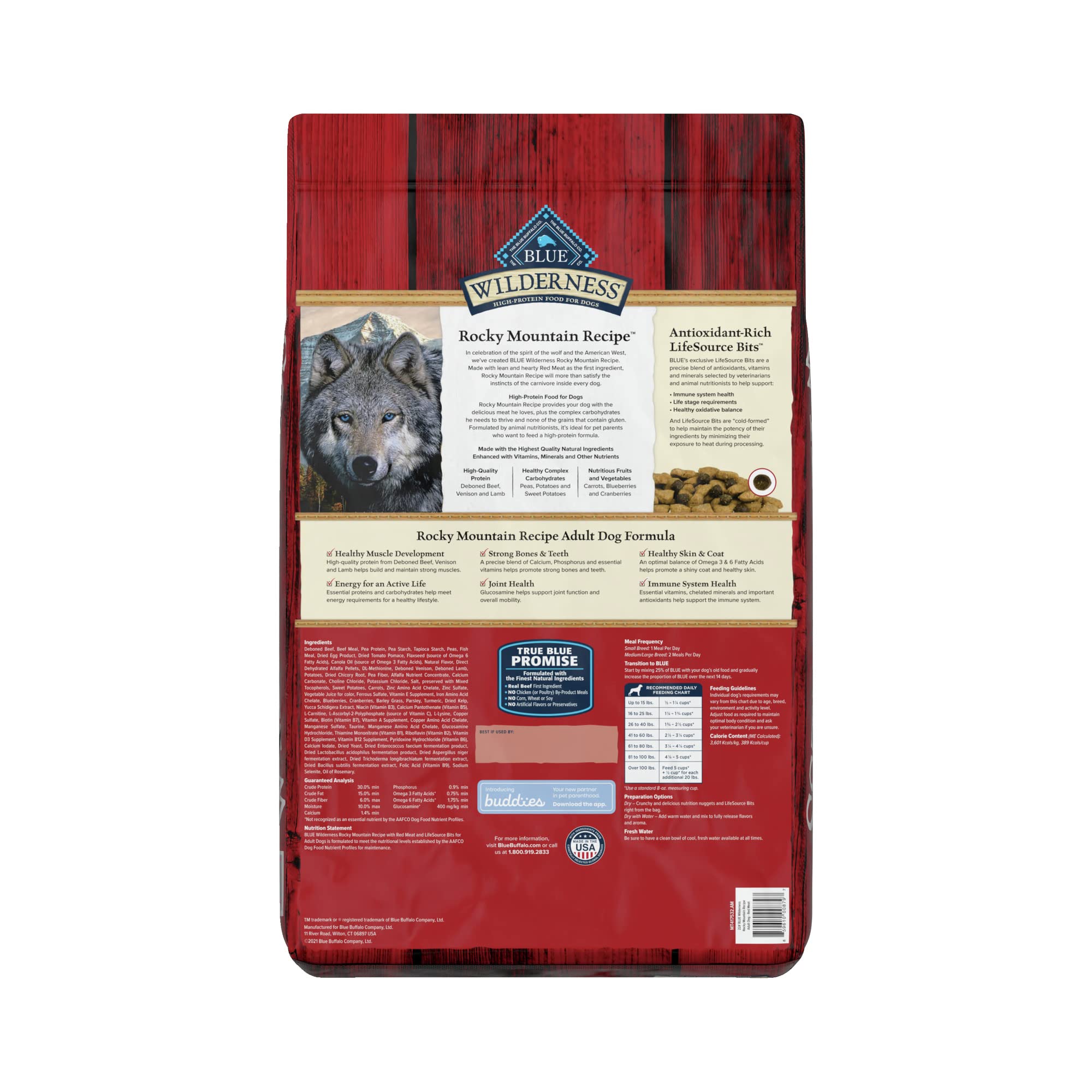 Blue Buffalo Wilderness Rocky Mountain Recipe High Protein Dry Dog Food, 22 lb, Red Meat