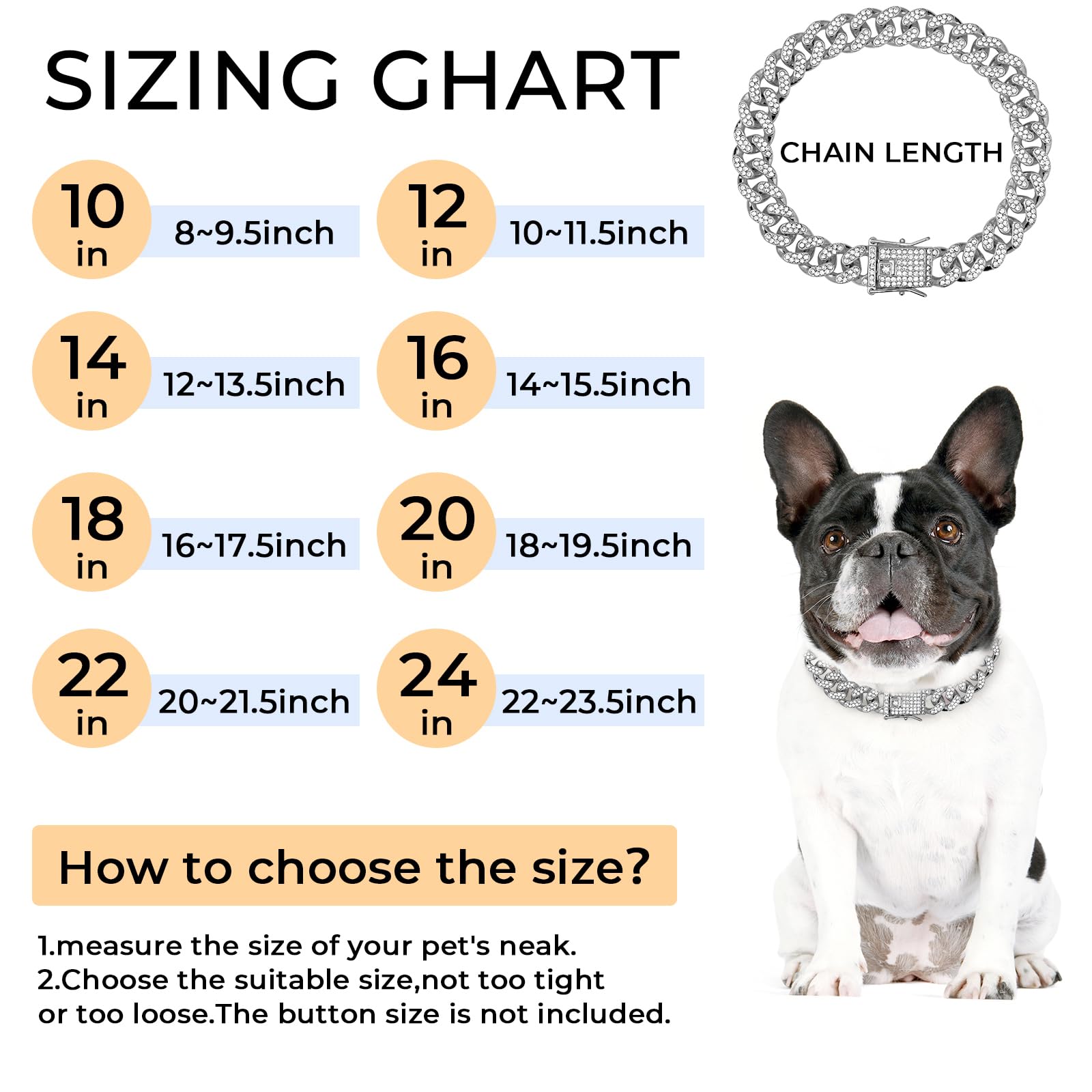 Thamiao Dog Chain Collar Silver Dog Necklace Diamond Cuban Link Dog Collar 13Mm Wide Metal Pet Cat Dog Chain Crystal Collar Jewe