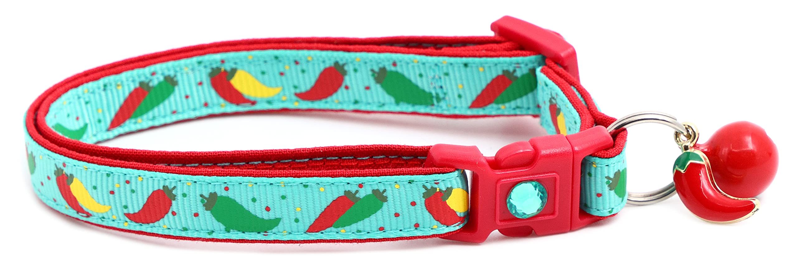 Pepper Cat Collar - Safety - Breakaway - Charm And Bell - Pugs2Persians (Large(10Lbs & Up), Aqua)