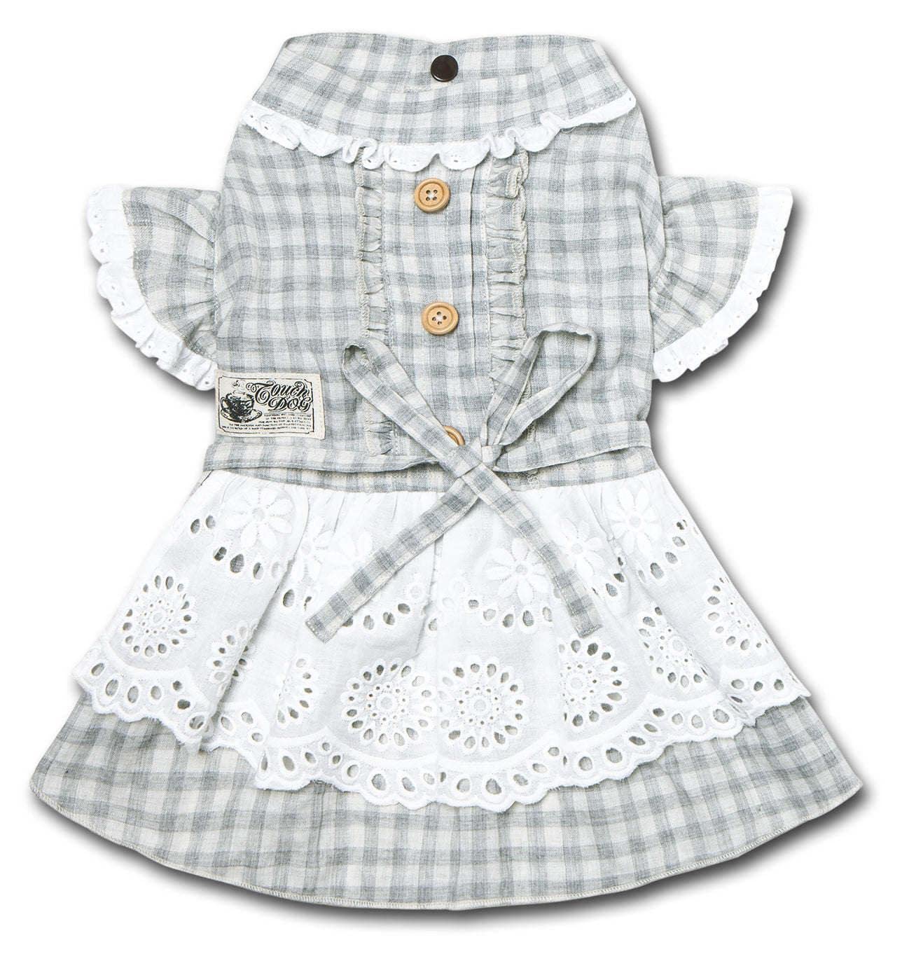 Touchdog 'I Love Poochi' Classical Fashion Plaid Dog Dress, Large, Grey
