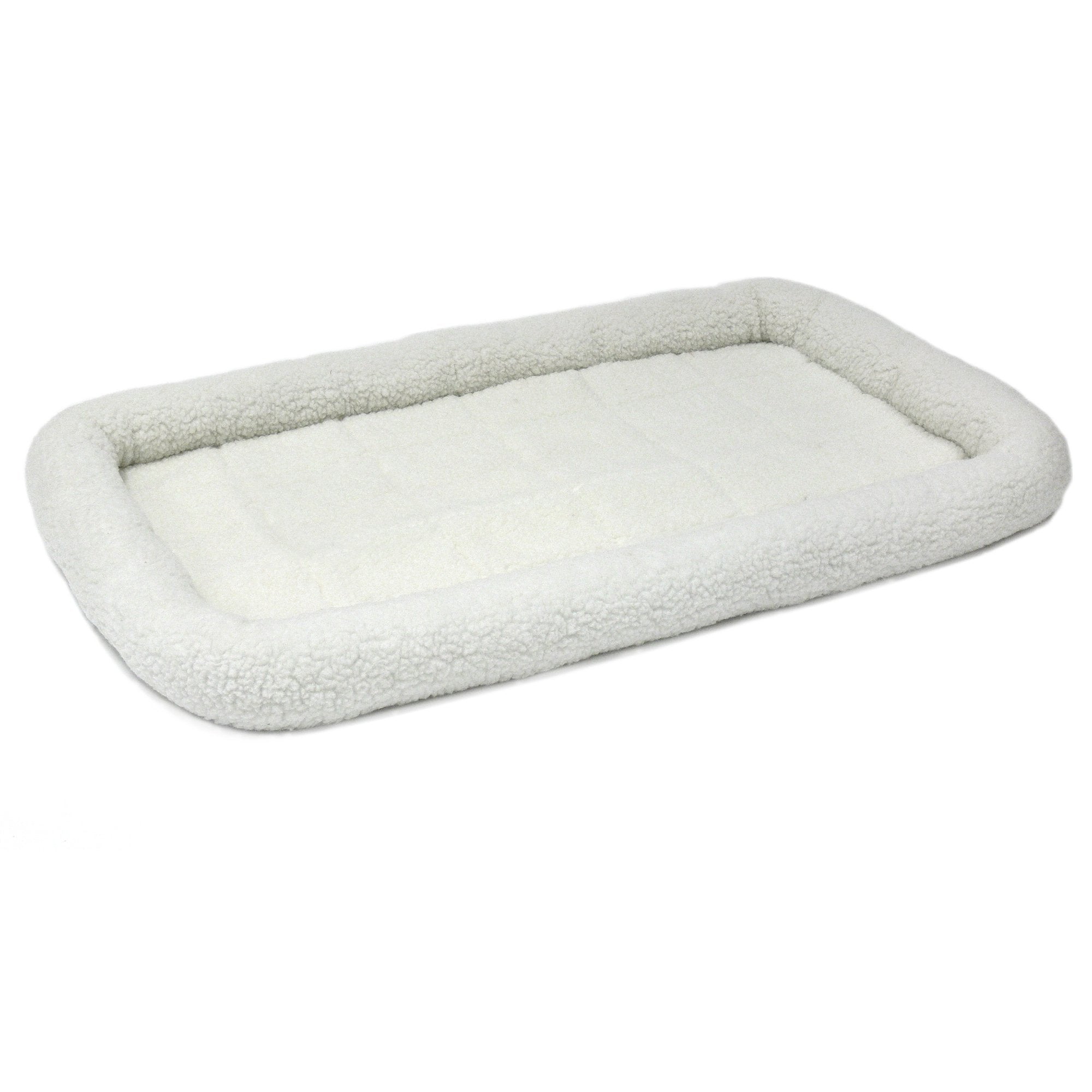 MidWest Homes for Pets 48-Inch White Fleece Bolster Dog Bed - Comfortable & Easy to Clean, Ideal for Extra Large Dog Breeds
