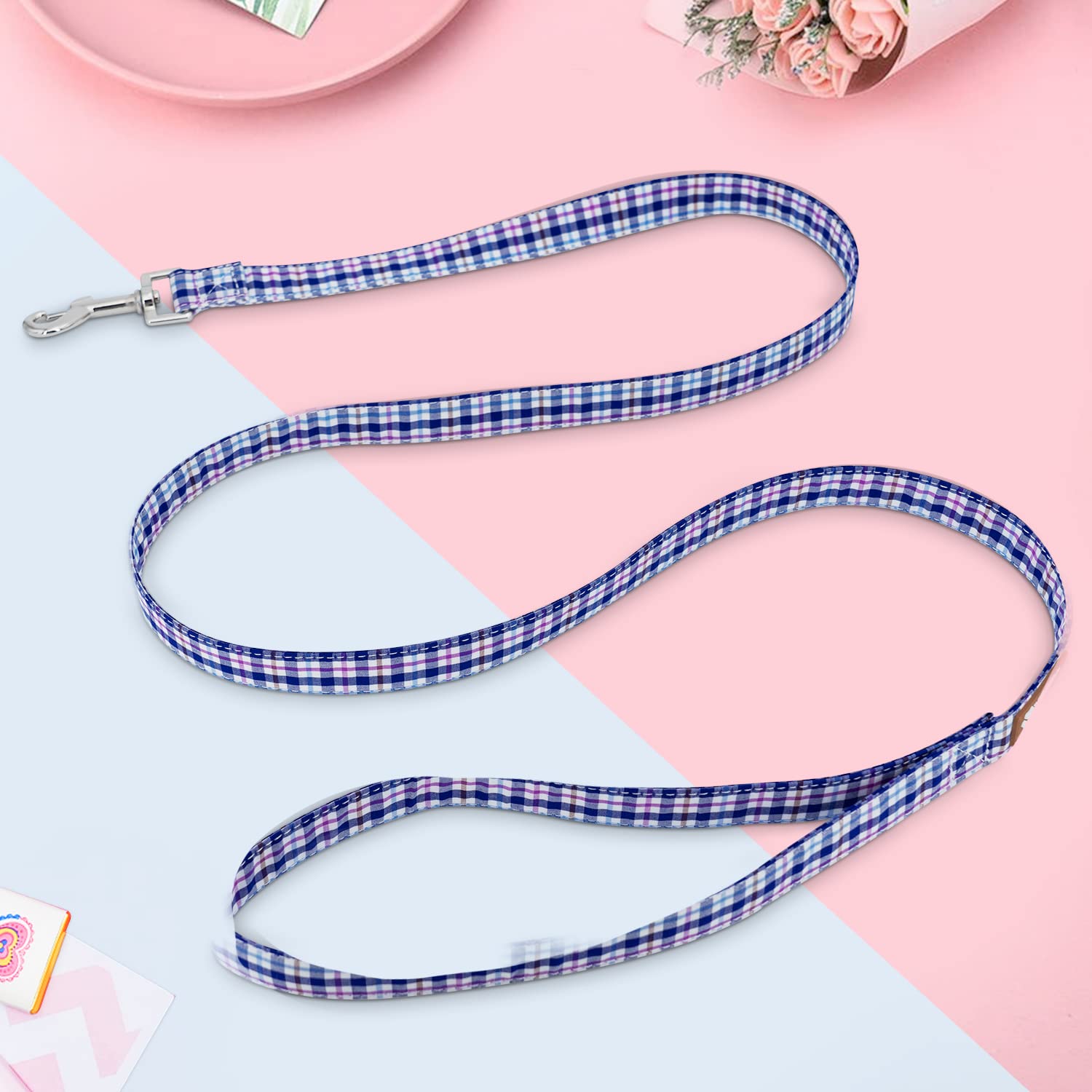 Tunkoo Dog Leash Plaid With Soft Comfy Cotton Handle