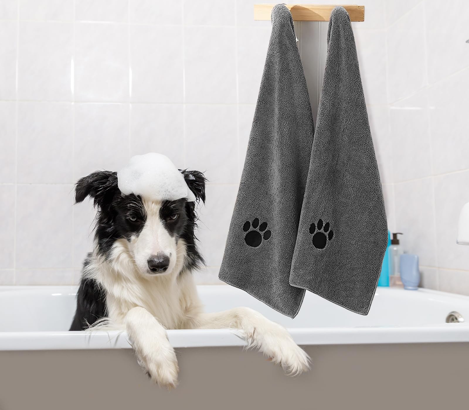 Puomue Microfiber Dog Towels for Drying Dogs, Super Absorbent and Soft Pet Grooming Towel, 40 Inch X 23.6 Inch, Perfect Dog Show