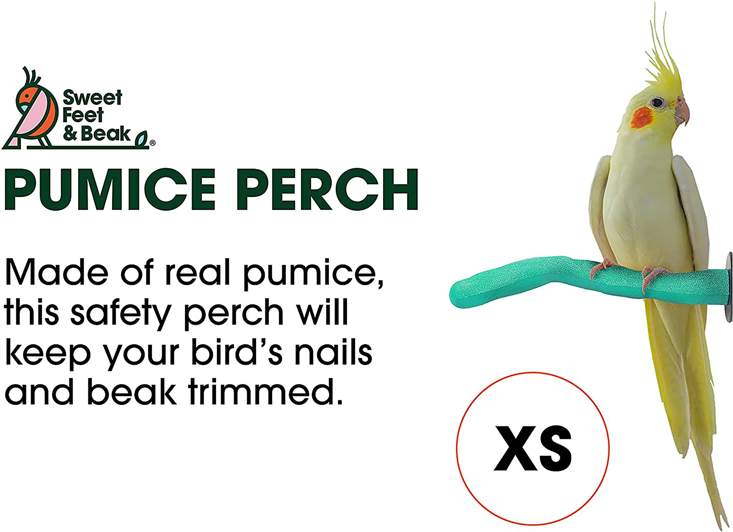 Sweet Feet And Beak Safety Pumice Perch Bird Toy - Trims Nails And Beak - Promotes Healthy Feet - Safe Non-Toxic Bird Supplies For Bird Cages - X-Small 5.25'