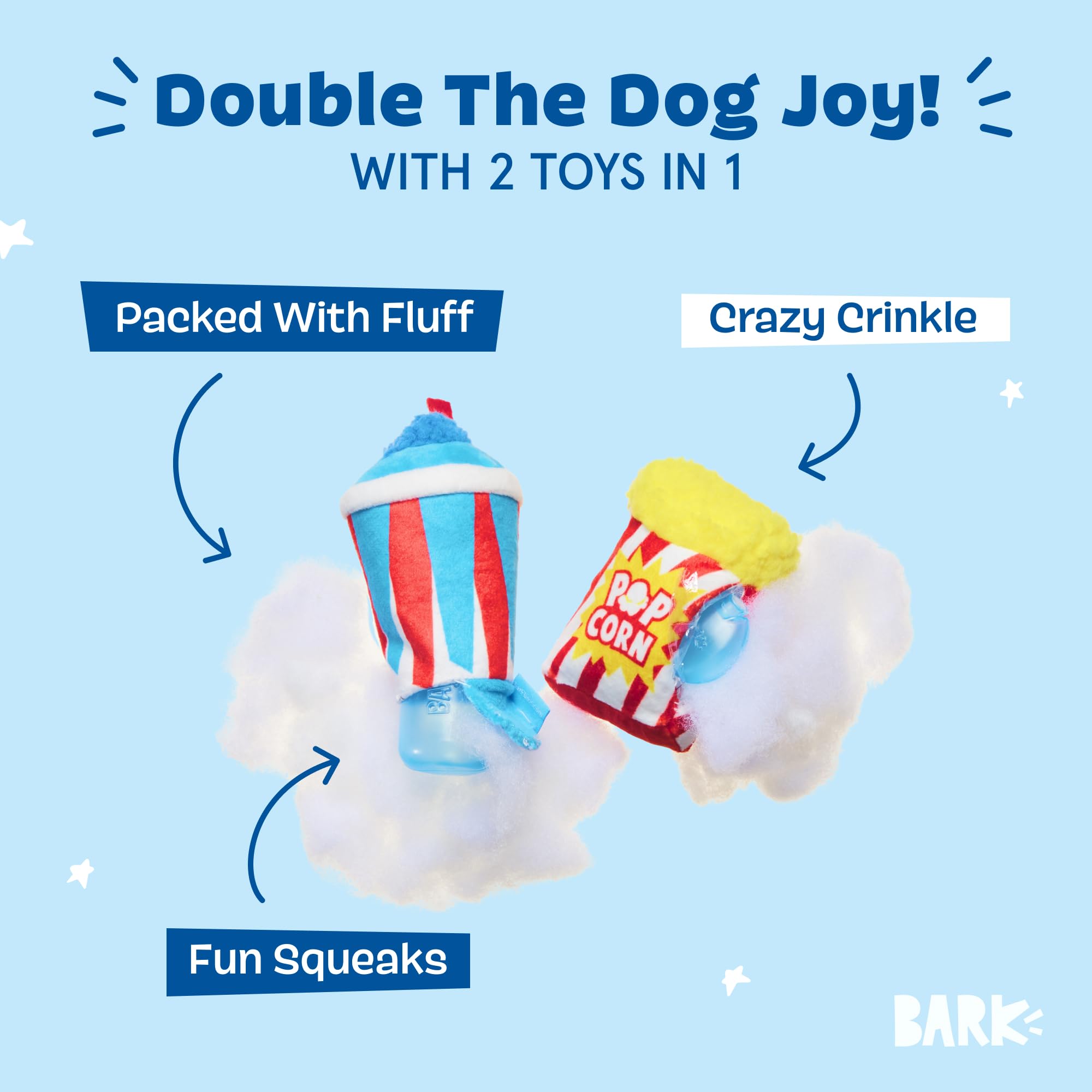 Barkbox Movie Bites Dog Toy Bundle - Squeaky Dog Toys - Plush Dog Toys - Puppy And Pet Toys For Small Dogs