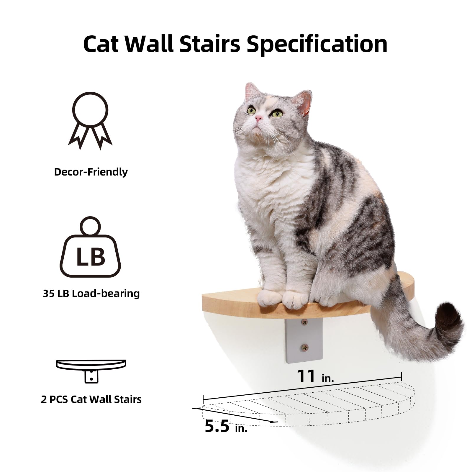 Fukumaru Cat Wall Furniture Set, Transparent Capsule Kitten Walls Shelves With 2 Pcs Pedals - Premium Kitty Bed For Sleeping, Pl