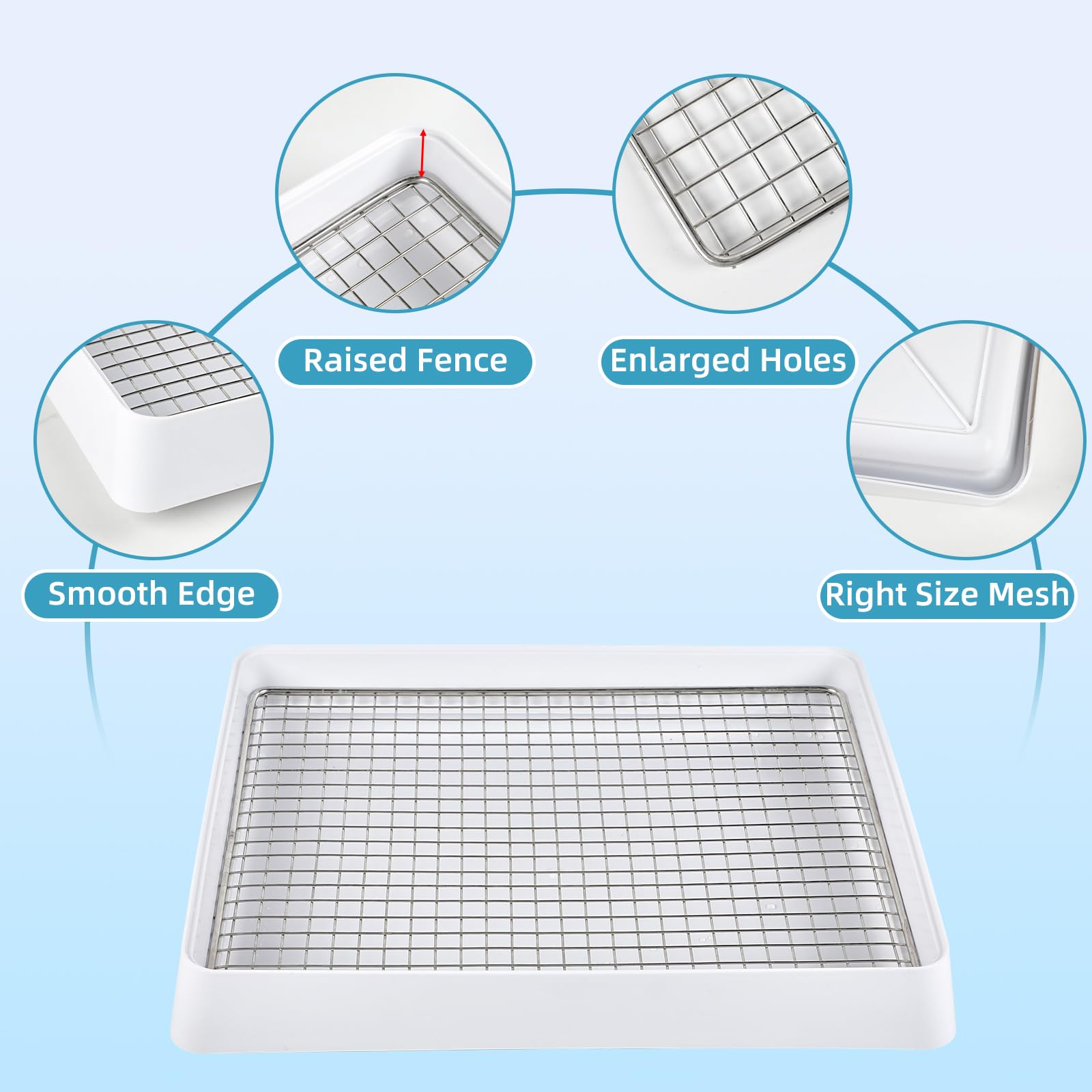 Fhtonge Bunny Litter Pan For Cage Corner With Steel Grid Holes, Rectangula Rabbit Litter Box Pet Toilet For Rat Chinchilla Hedge