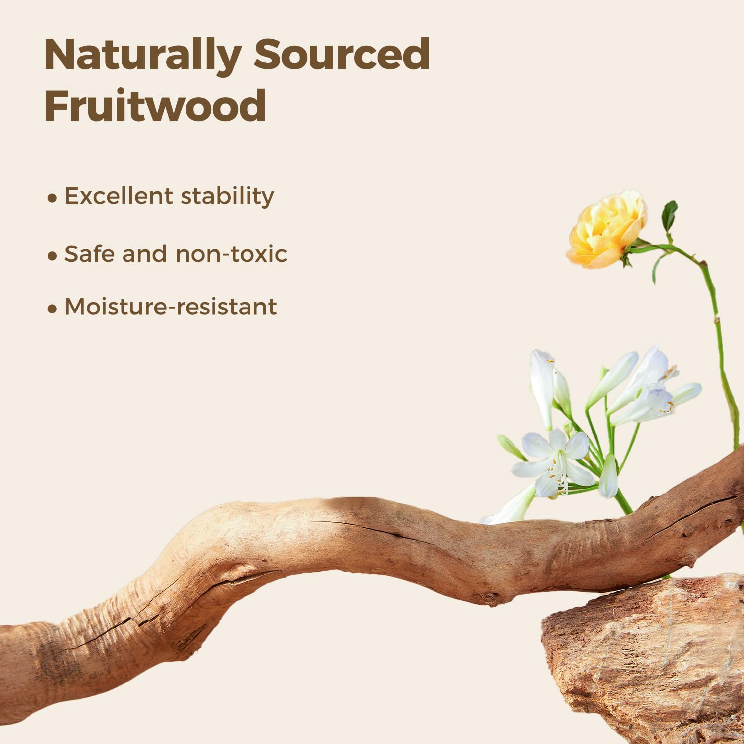 Muttros Wood Flower Cat Tree, Modern Cat Tower With Real Wood Branches, Luxury Boho Furniture With Scratching Post And 2 Perches