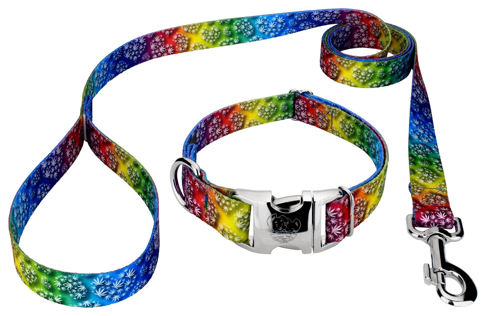 Country Brook Petz - Premium Groovy Ganja Dog Collar And Leash Limited Edition - Groovy Collection Featuring Far Out Designs (5/