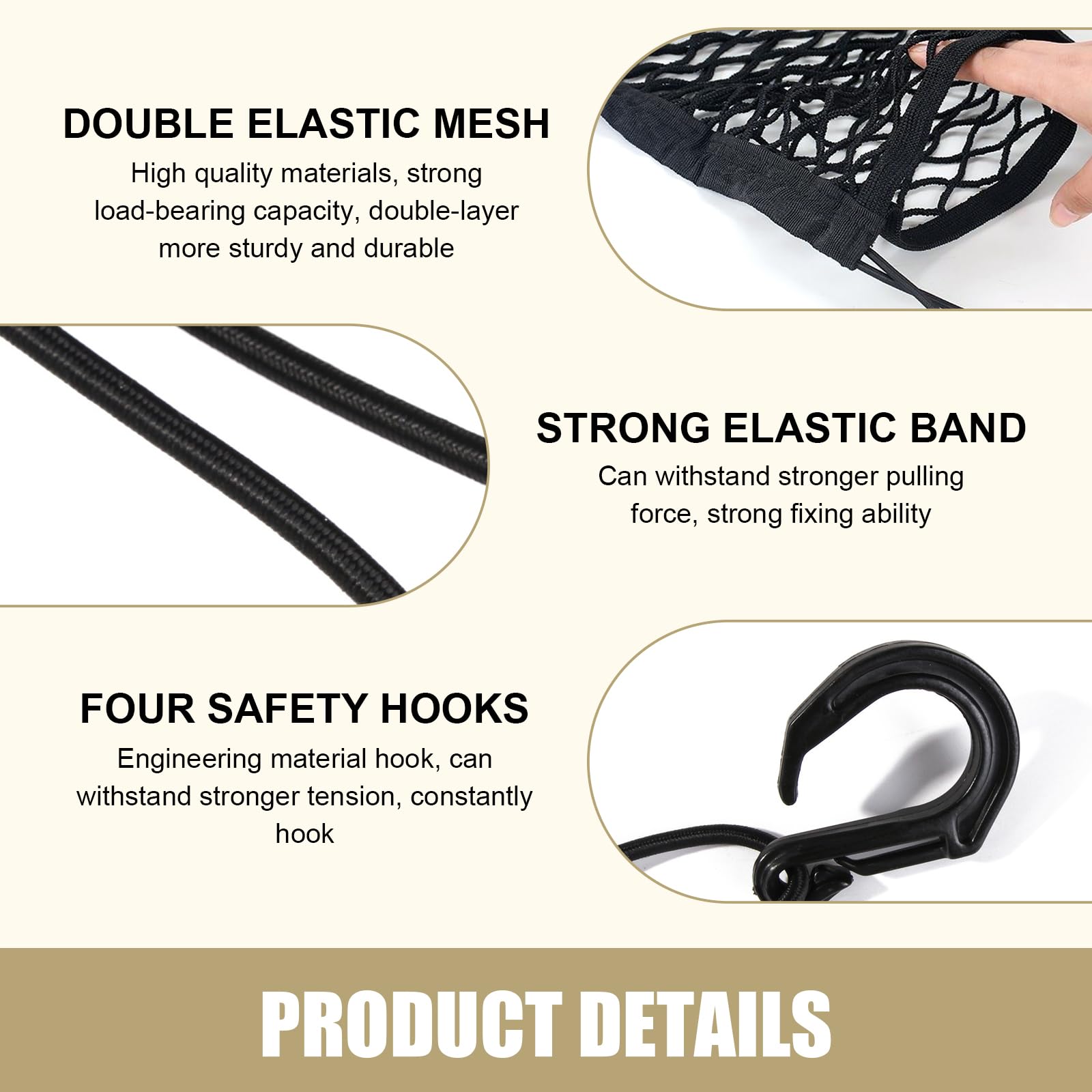 Mly 1 Pc Dog Net For Car, Heavy-Duty Car Net For Dogs, Dual Mesh & Adjustable Car Dog Barrier, Universal Pet Divider With Anti-R