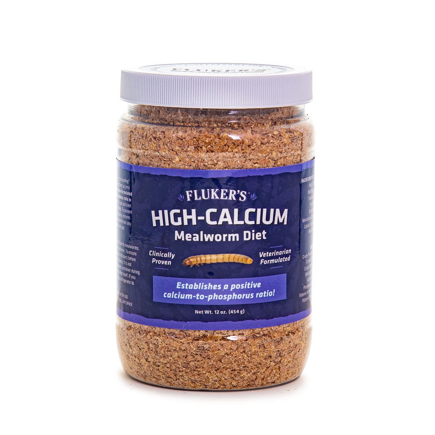 Flukers High Calcium Mealworm Diet, Can Be Used as a Gut-Loading Food or Bedding, 12 oz