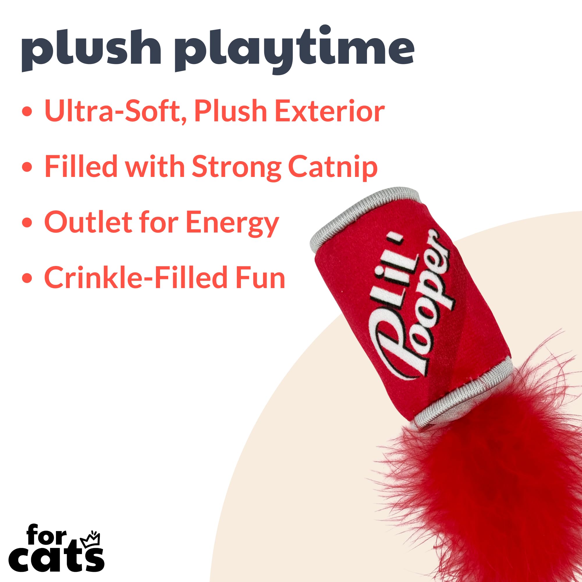 Huxley & Kent Plush Cat Toy - Lil' Pooper - Strong Catnip Filled - Soft Plush Kitty Toy With Catnip And Crinkle - Kittybelles