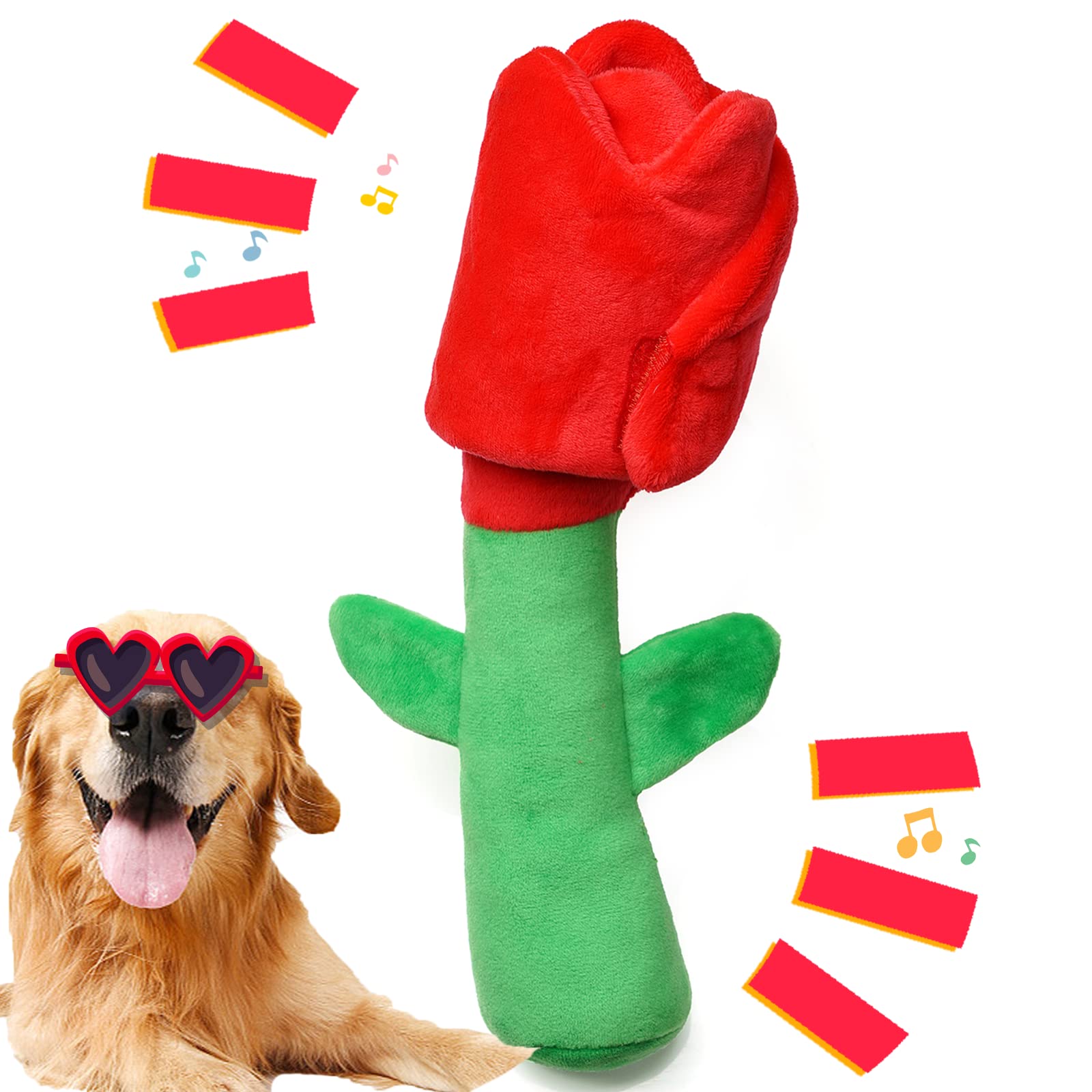 REQIHO Dog Puzzle Toys, Valentine Day Dog Toys, Dog Birthday Toy Enrichment Squeaky Crinkle Treat Dispensing Dog Toy for Small M