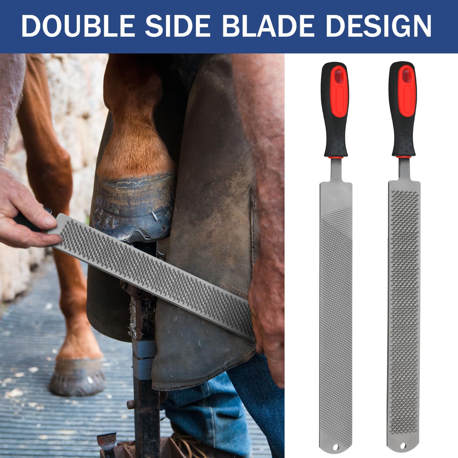 Gisafai 2 Pcs 18 Inch Rasps For Shoeing Horses With Handle Trimming File Carbon Steel Farrier Tools For Repair Horse Goat Hooves