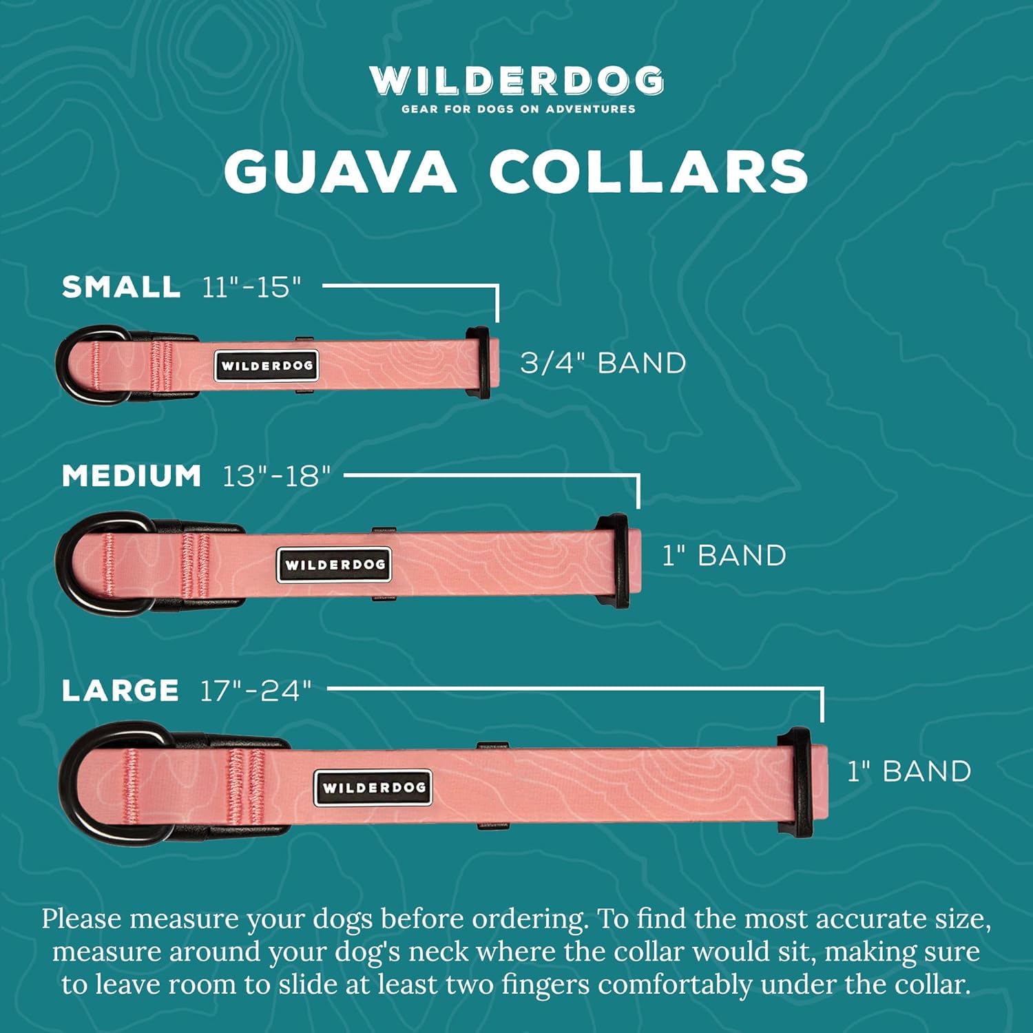 Wilderdog Waterproof Dog Collar - Repels Water & Dirt - Small 11''-15'' - Guava