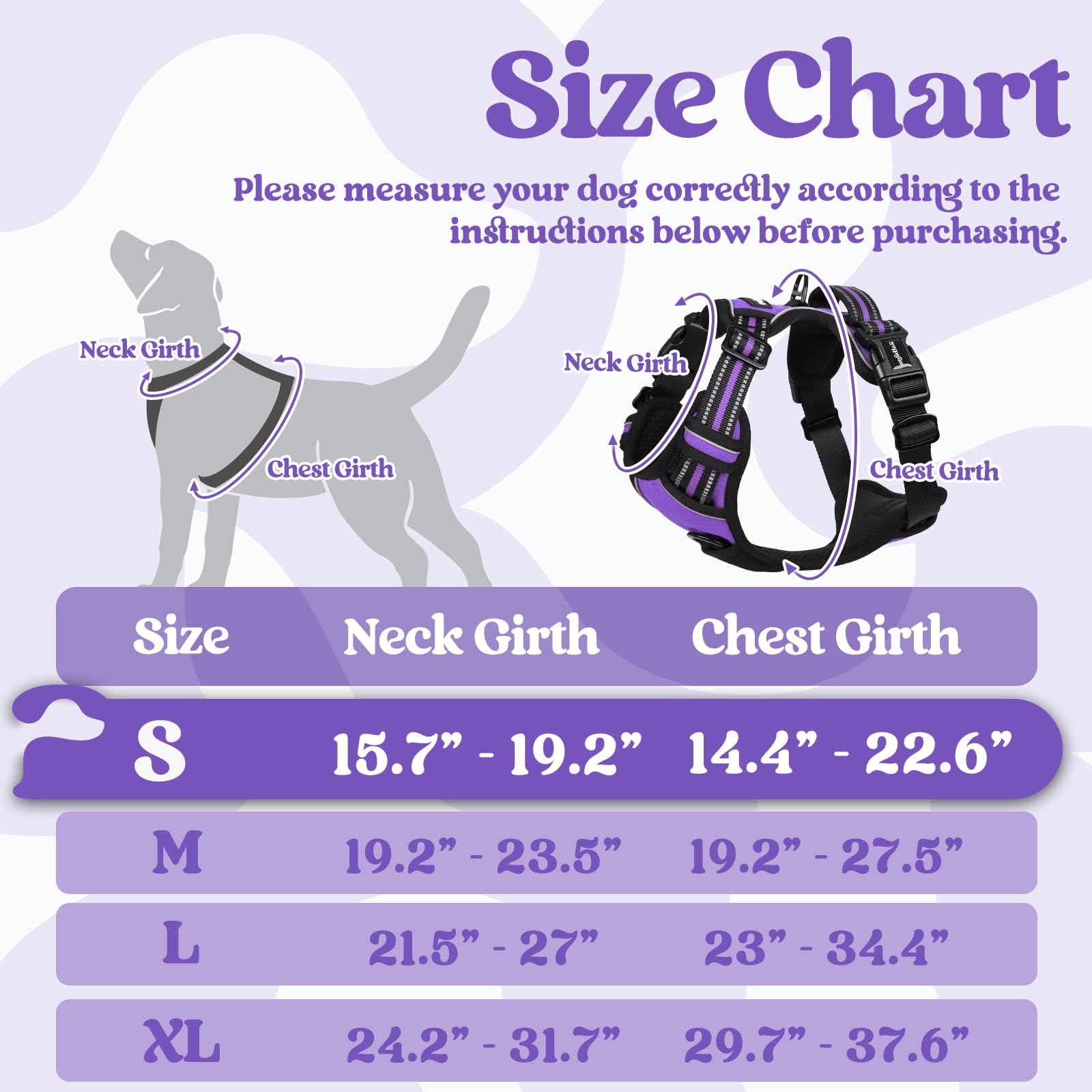Rabbitgoo Dog Harness Small Sized, No Pull Pet Harness With 3 Buckles, Adjustable Soft Padded Pooch Vest With Instant Control Handle, Easy Walking Reflective Pet Vest For Small Dogs, Purple, S