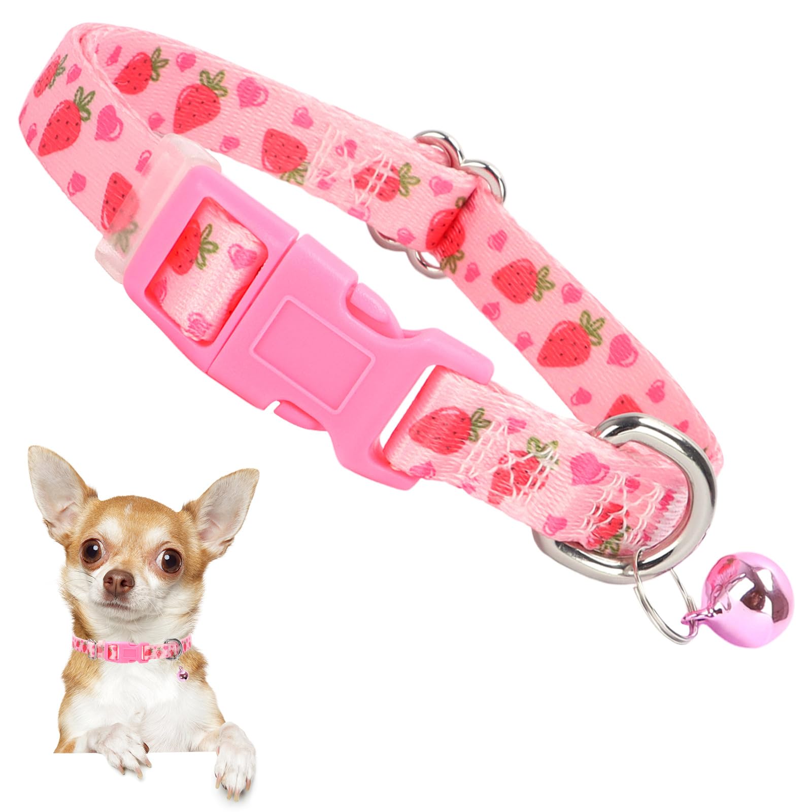 Xs Dog Collar With Bell - Durable Nylon Collar For Small Breeds,Adjustable Cute Fruit Pattern Collar For Chihuahua Pomeranian Yo