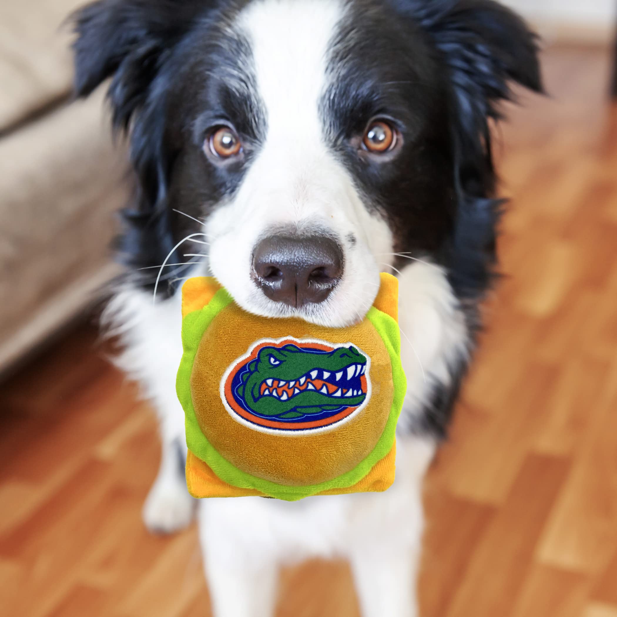 Pets First Ncaa Florida Gators Cheeseburger Plush Dog & Cat Squeak Toy- Cutest Stadium Hamburger Snack Plush Toy For Dogs & Cats