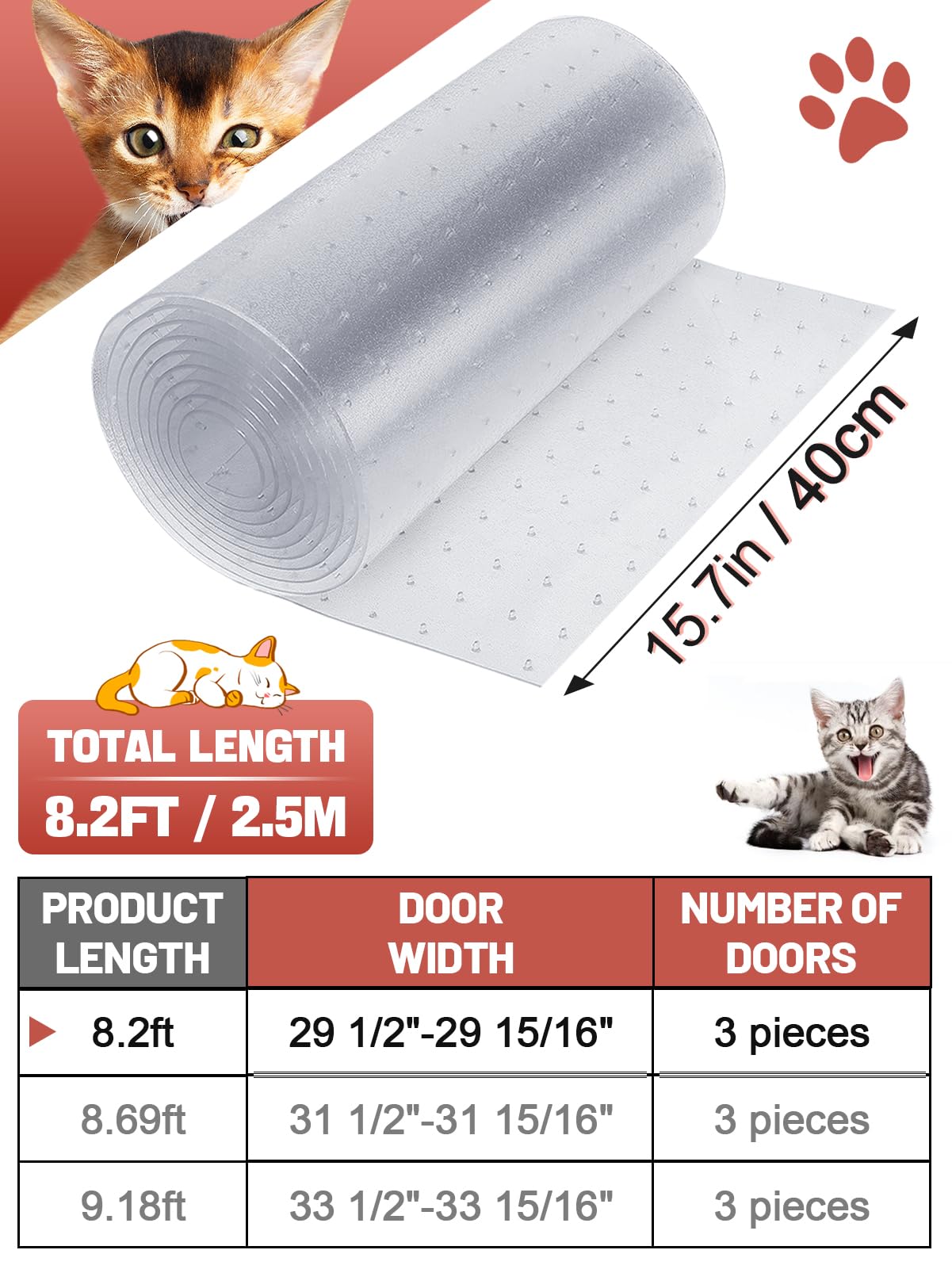 8.2Ft(L) Carpet Protector For Pets - Anti-Slip Cat Carpet Protector, Scratch Resistant Pets Scratch Stopper, Easy To Cut Floor R