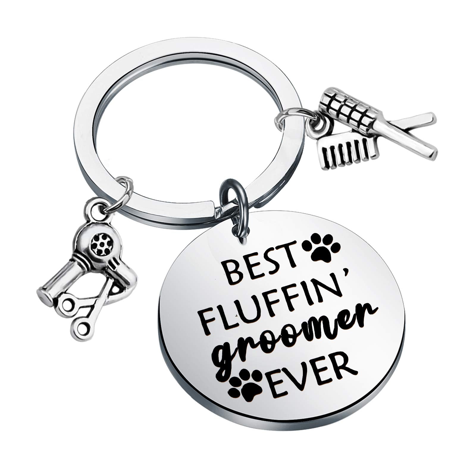 Penqi Dog Groomer Jewelry Dog Groomer Gift Dog Grooming Jewelry Pet Groomer Gift Best Fluffin' Groomer Ever Keychain (Best Fluffin' Groomer Ever Keychain)