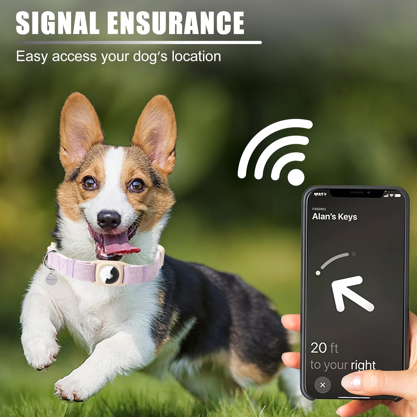 Dogwong Airtag Cotton Hemp Dog Collar, Heavy-Duty Dog Collar With Airtag Holder Purple Collars Natural Fabric Pet Dog Collar Cut