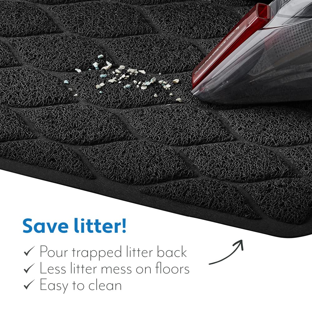 Mighty Monkey Waterproof Bpa Free Cat Litter Box Trapping Mat, Easy Clean Floors, Textured Backing, Soft On Sensitive Kitty Paws