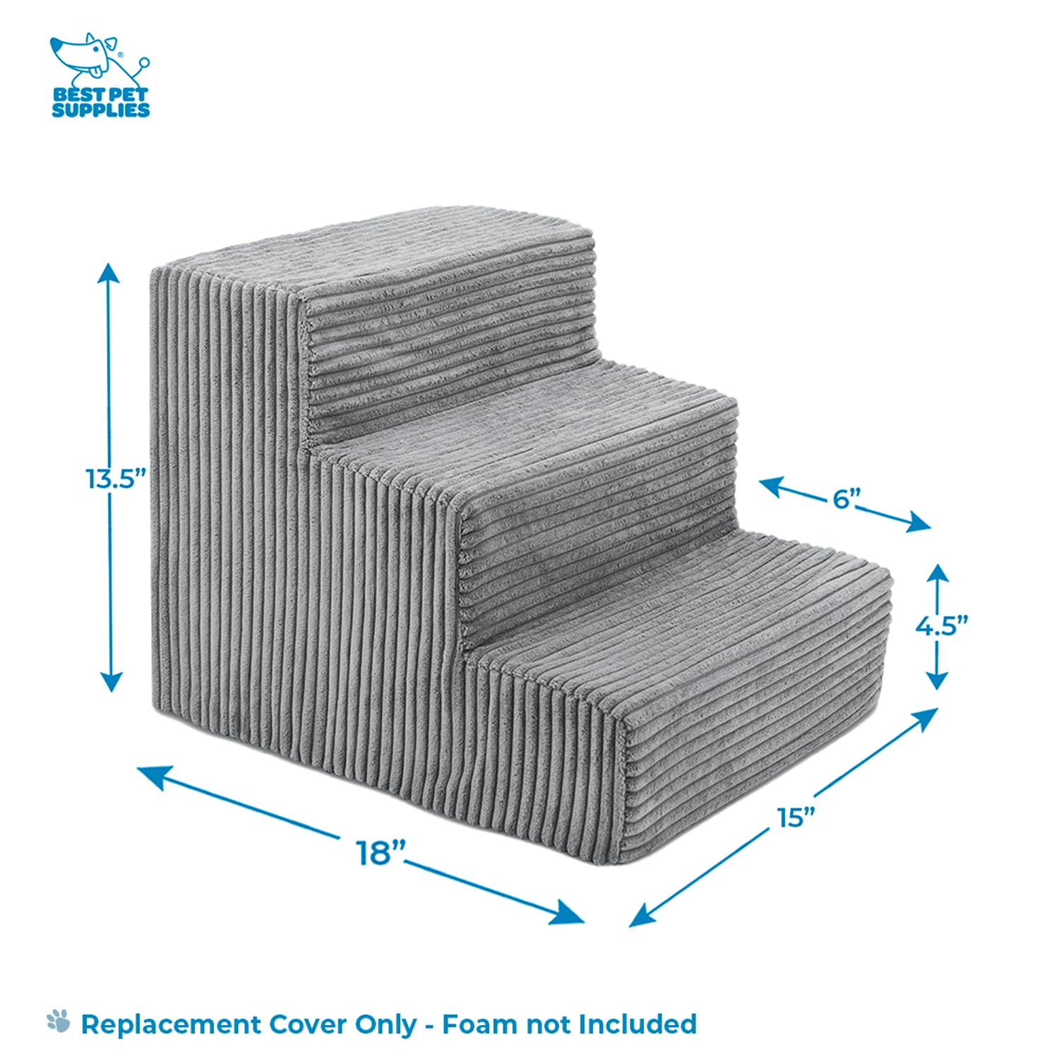 Best Pet Supplies Dog Stairs & Steps - CertiPur-US Made in USA Foam Steps for Small Dogs & Cats, Non-Slip Indoor Balanced Pet St