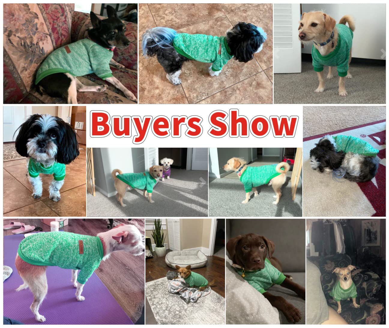 Idepet Pet Dog Classic Knitwear Sweater, Fleece Coat For Small,Medium Dog,Warm Pet Dog Cat Clothes,Soft Puppy Customes (M, Green