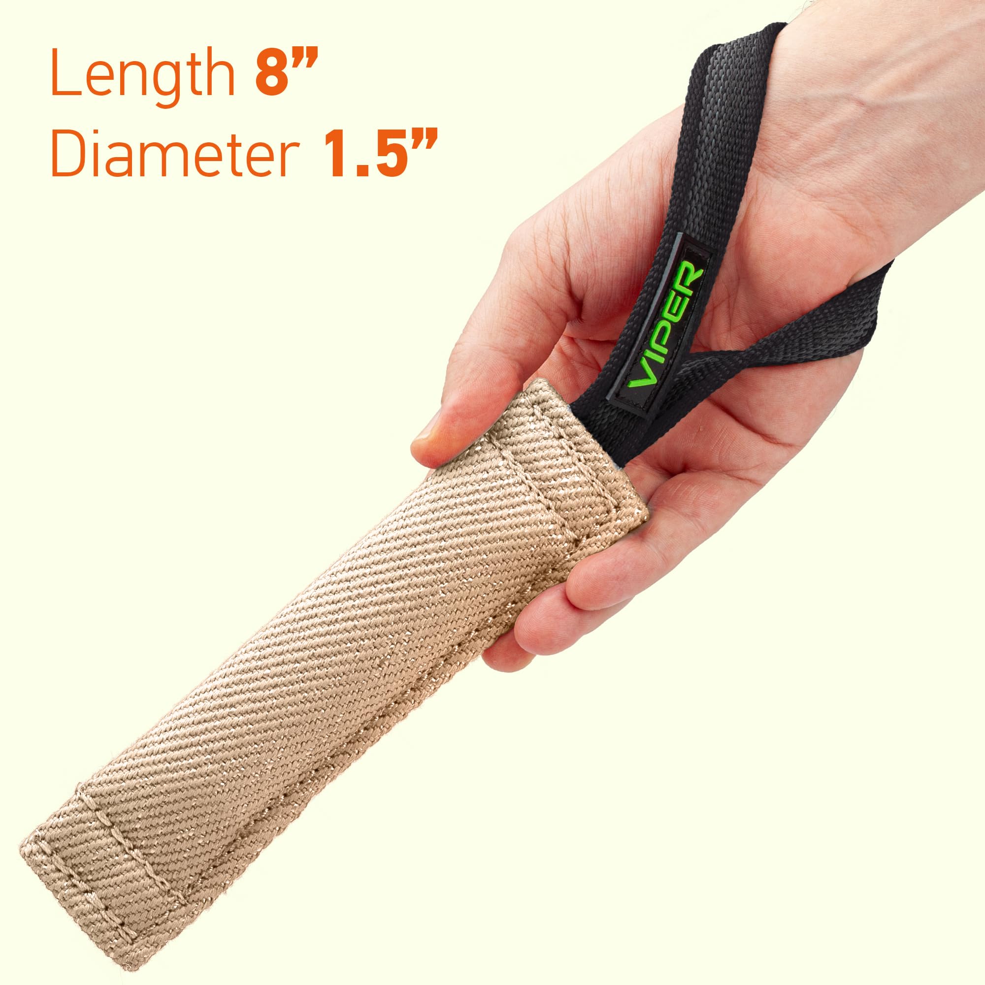 Viper Heavy Duty French Linen Dog Bite Tug Toy - K9 Trainer, Tough And Durable For Dogs Shutzhund Ipo K-9 - Jute - 8In L 1.5In W