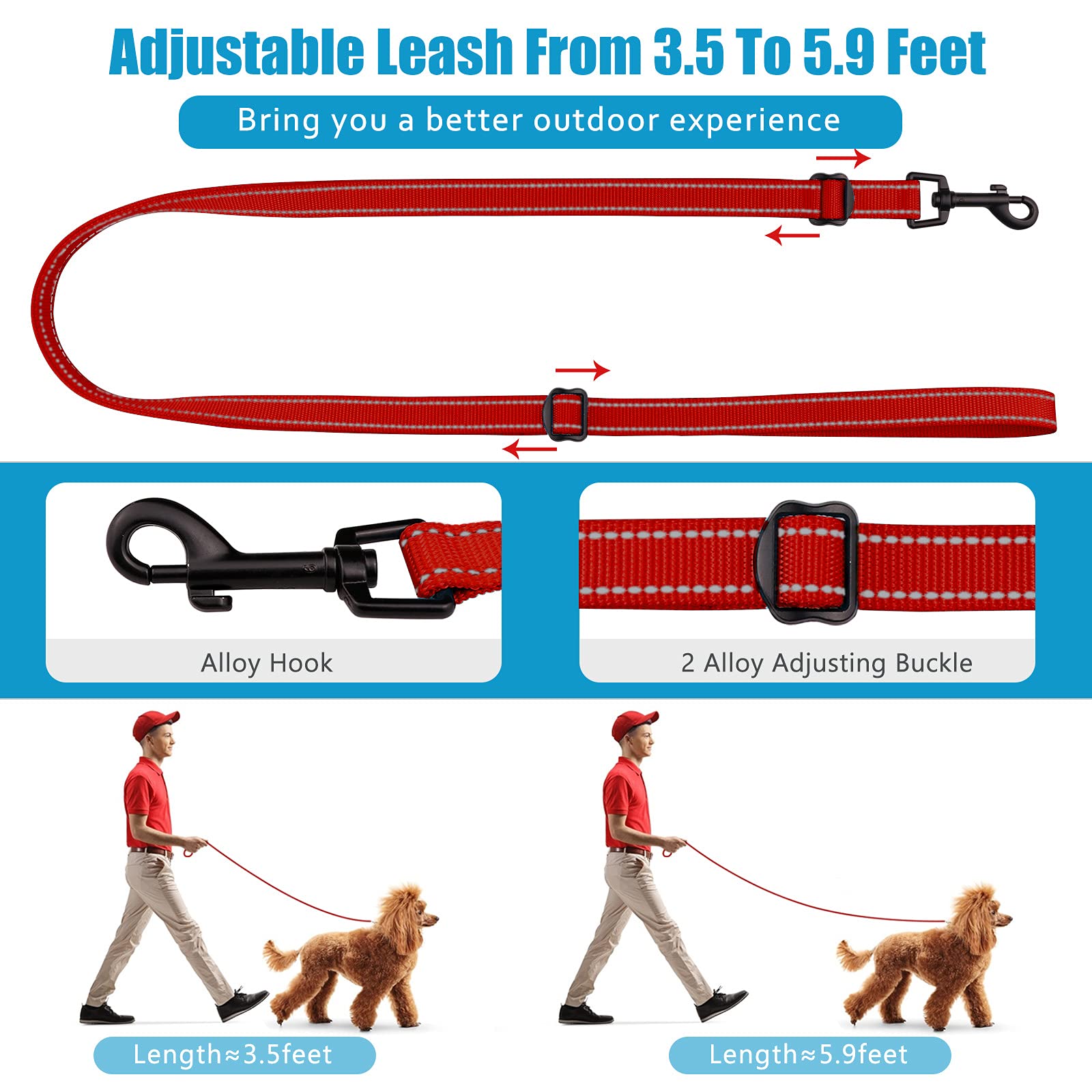Martingale Dog Collar And Leash Set Martingale Collars For Dogs Reflective Martingale Collar For Small Medium Large Dogs(Red&L)