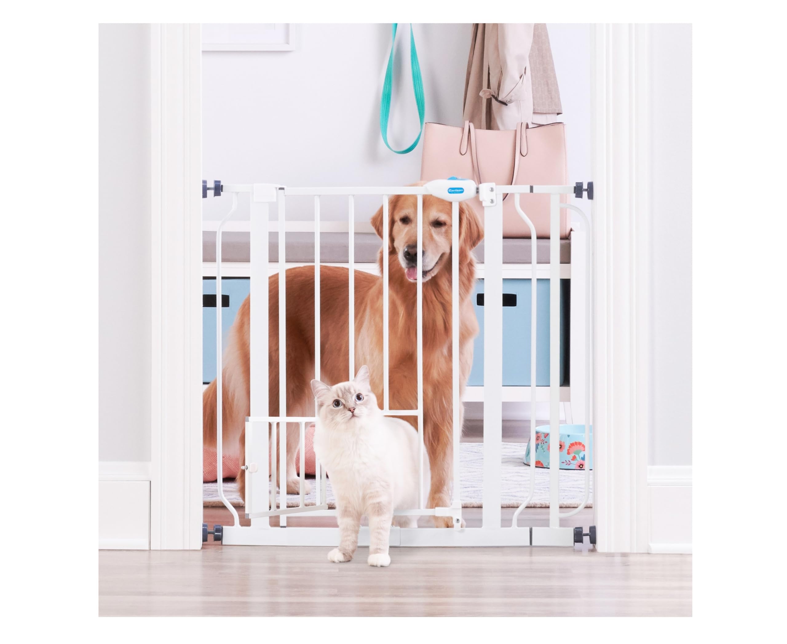 Carlson Extra Wide Walk Through Pet Gate With Small Pet Door, Includes 4-Inch Extension Kit, Pressure Mount Kit And Wall Mount K