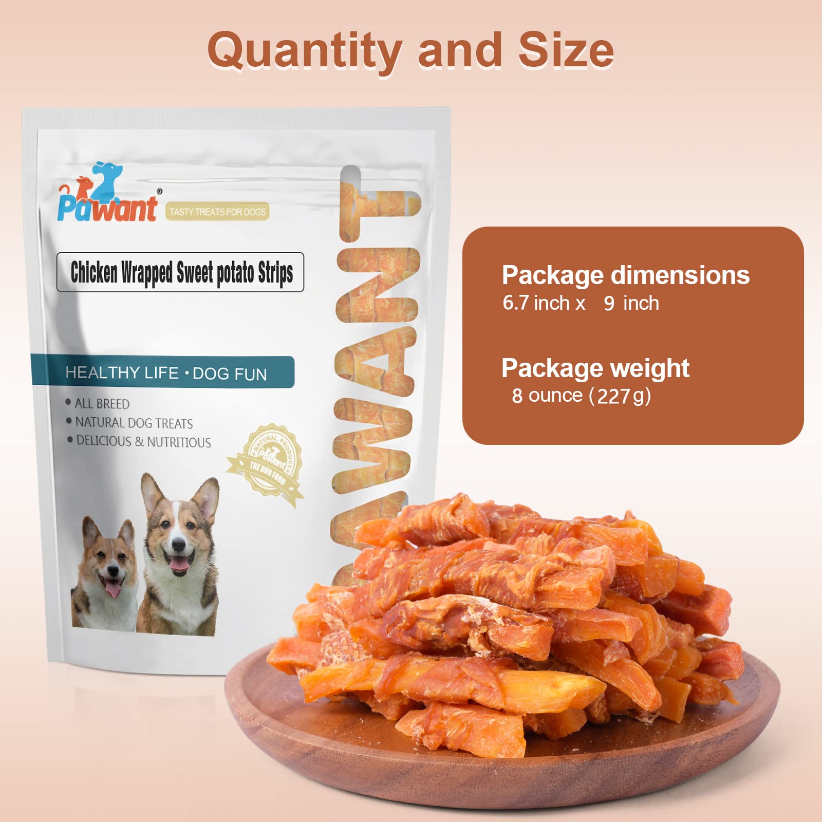 Pawant Dog Treats, Chicken Wrapped Sweet Potato Dog Treats, Puppy Training Snacks Gluten & Grain Free Rawhide Free Treats 0.5lb/