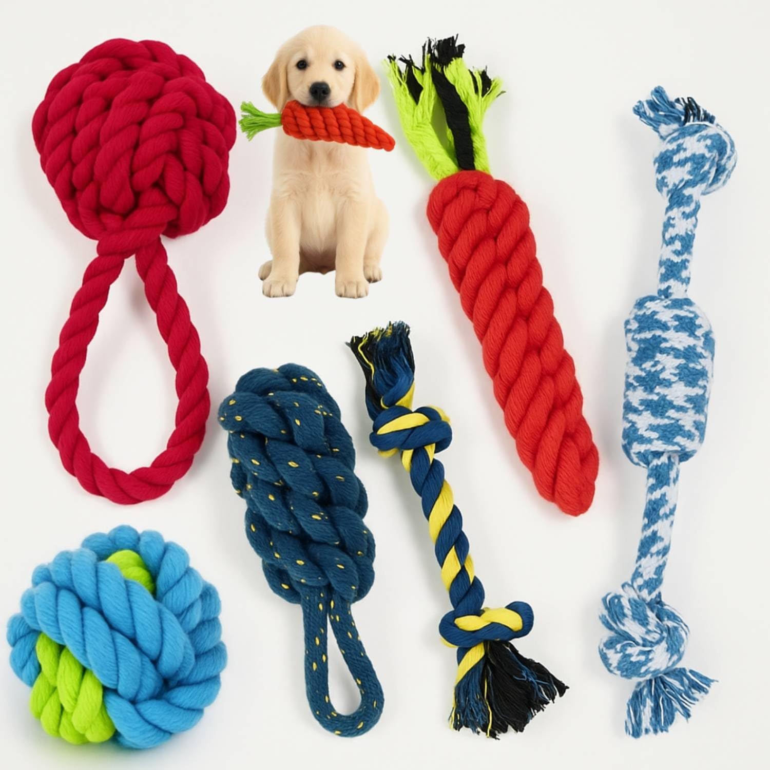 Youhavedeal Dog Rope Toys Set For Puppies & Small Dogs ? 6 Durable Chew Toys For Teething & Tug Of War | Interactive Pet Toys Sa