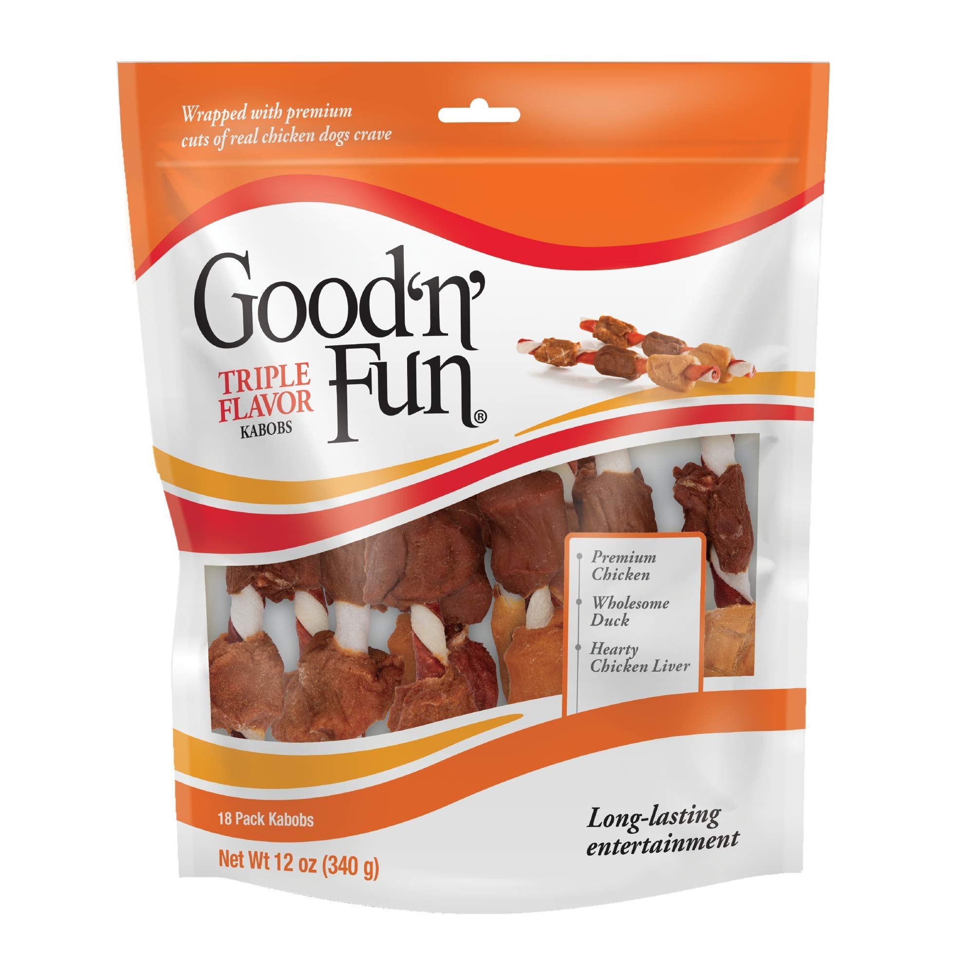 GoodNFun Triple Flavored Rawhide Kabobs for Dogs, 1 pack, 12 oz