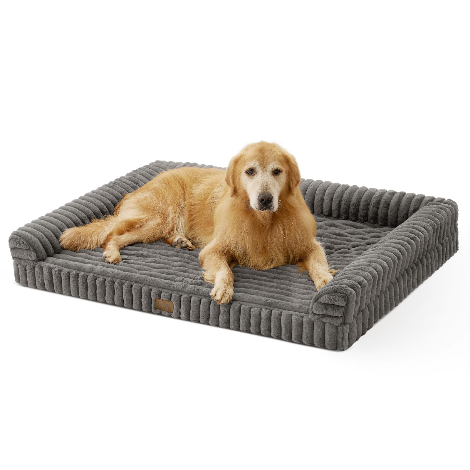COZY KISS Cute Dog Bed for Extra Large Dogs, Faux Fur Orthopedic Foam Dog Bed with Sides, Removable Washable Cover & Waterproof 