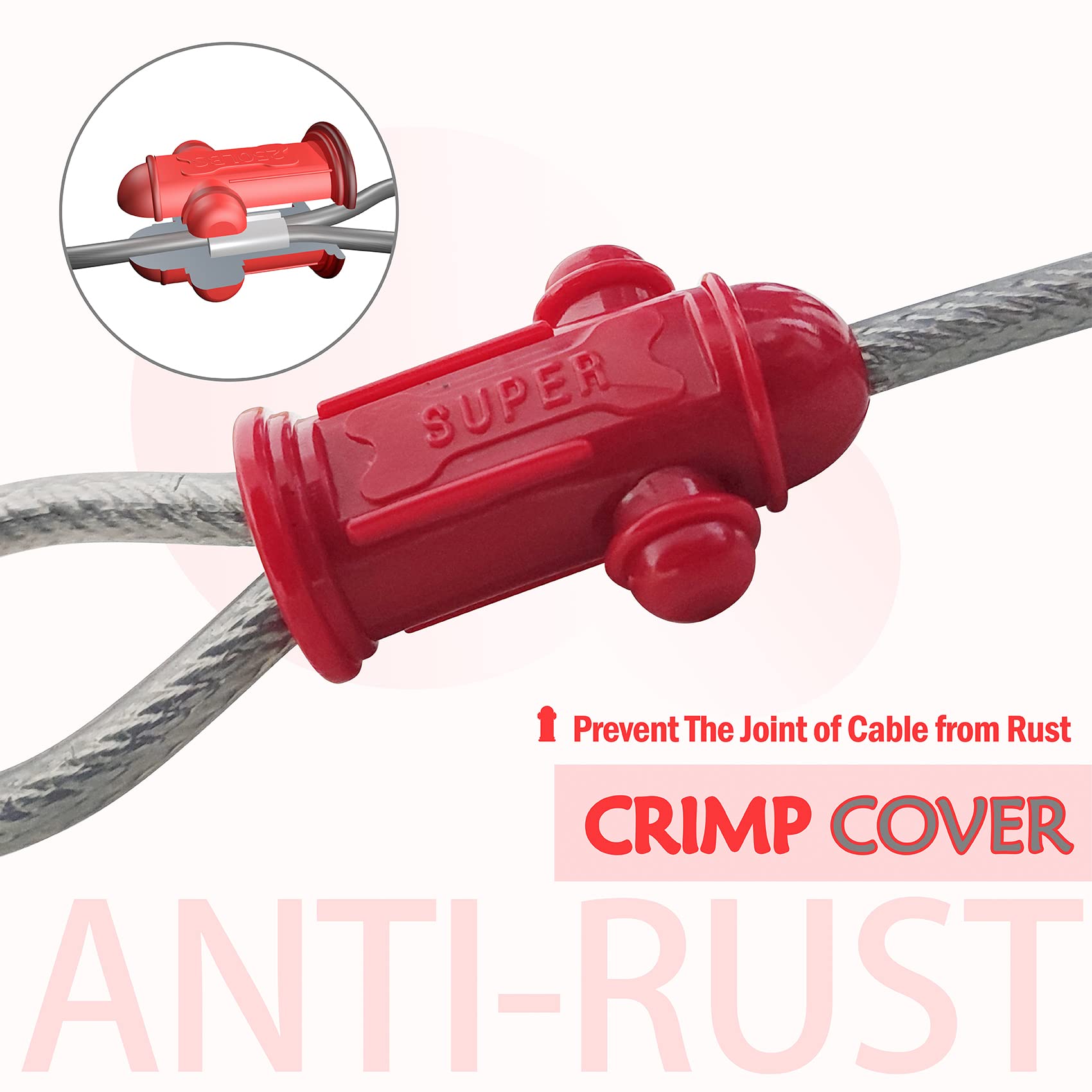 Petest Reflective Tie Out Cable with Crimp Cover for Super Dogs Up to 250 Pounds, 15 Feet