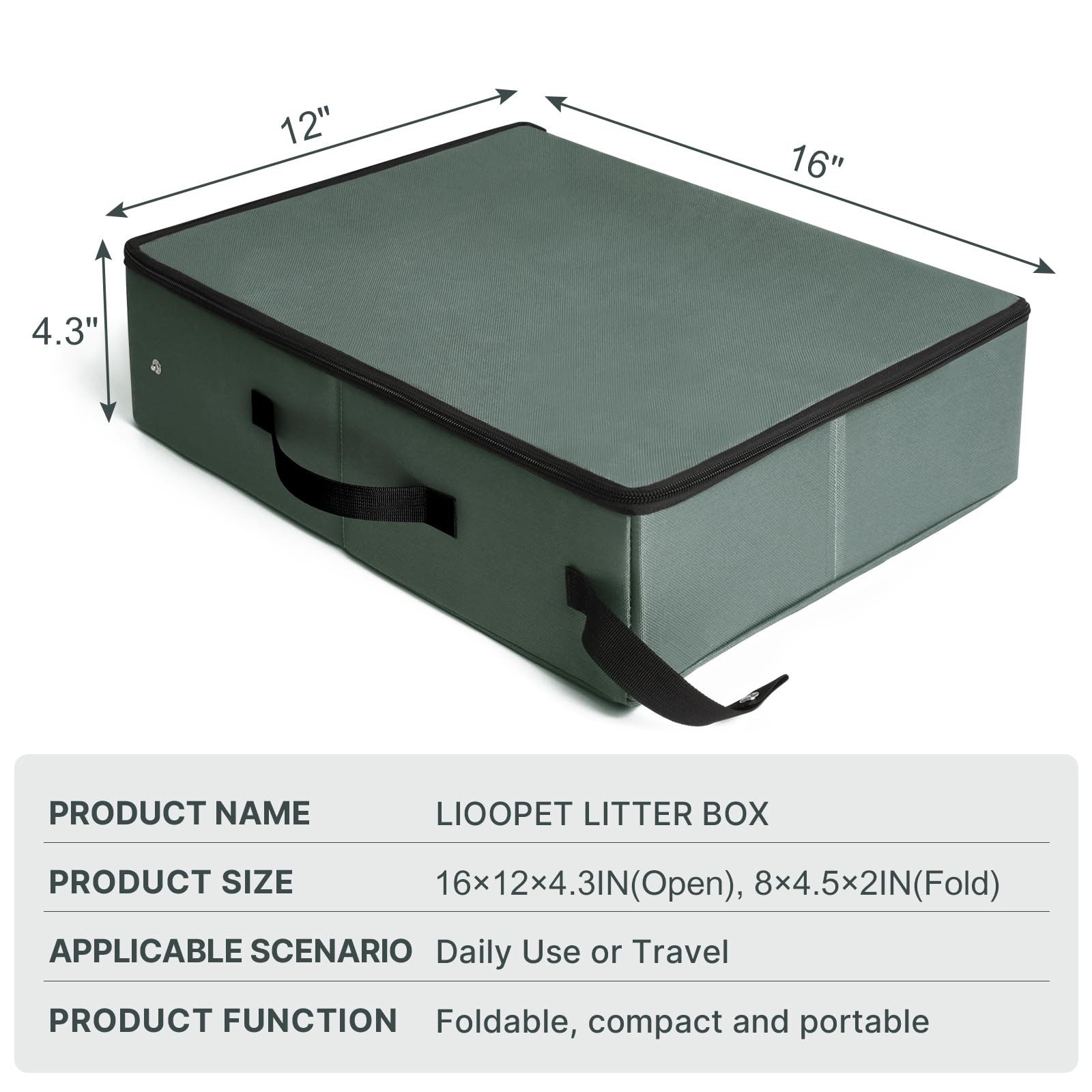 Portable Litter Box With Lid, Leak-Proof Collapsible Cat Litter Box Great For Travel Hotel Stays And Road Trip 16X12X4.3 Inches